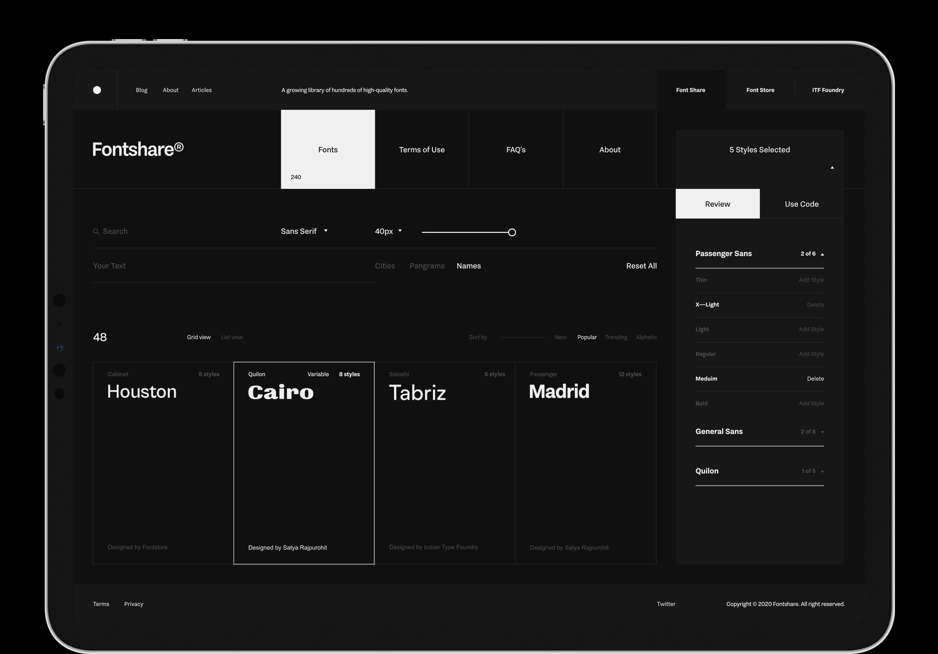 Fontshare — Изображение №12 — Интерфейсы, Анимация на Dprofile