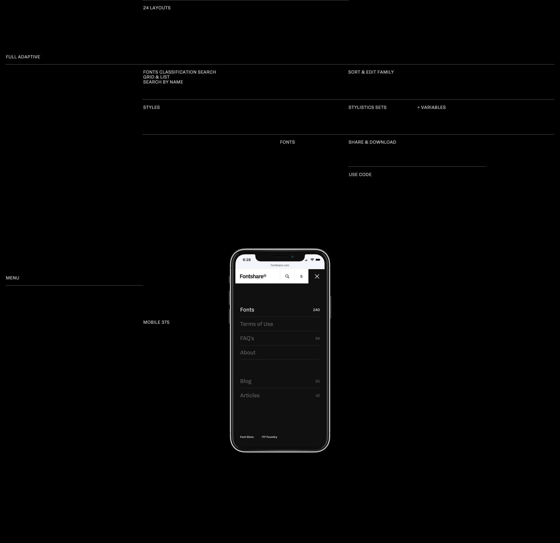 Fontshare — Изображение №10 — Интерфейсы, Анимация на Dprofile