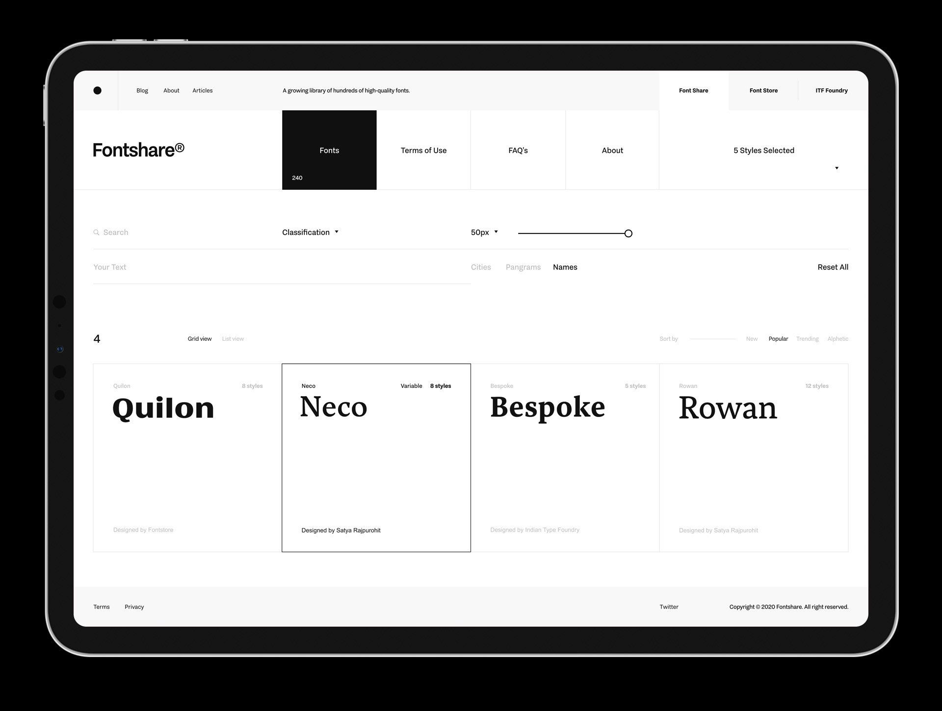 Fontshare — Изображение №19 — Интерфейсы, Анимация на Dprofile