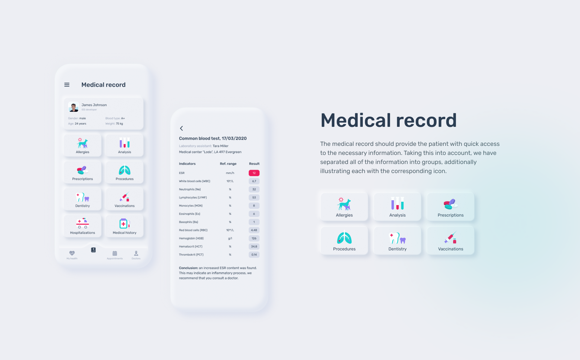 Medical Record Mobile App — Изображение №4 — Интерфейсы, Анимация на Dprofile