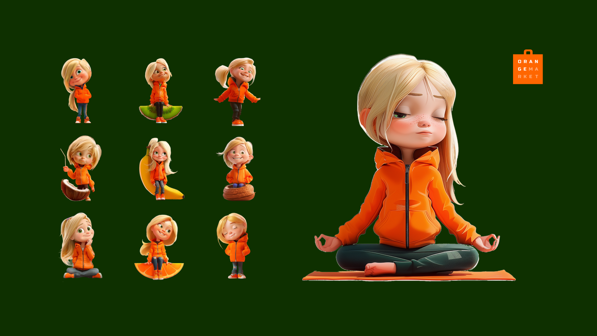 ORANGE MARKET. Логотип, маскот, фирменный стиль. — Изображение №4 — Брендинг, Иллюстрация на Dprofile