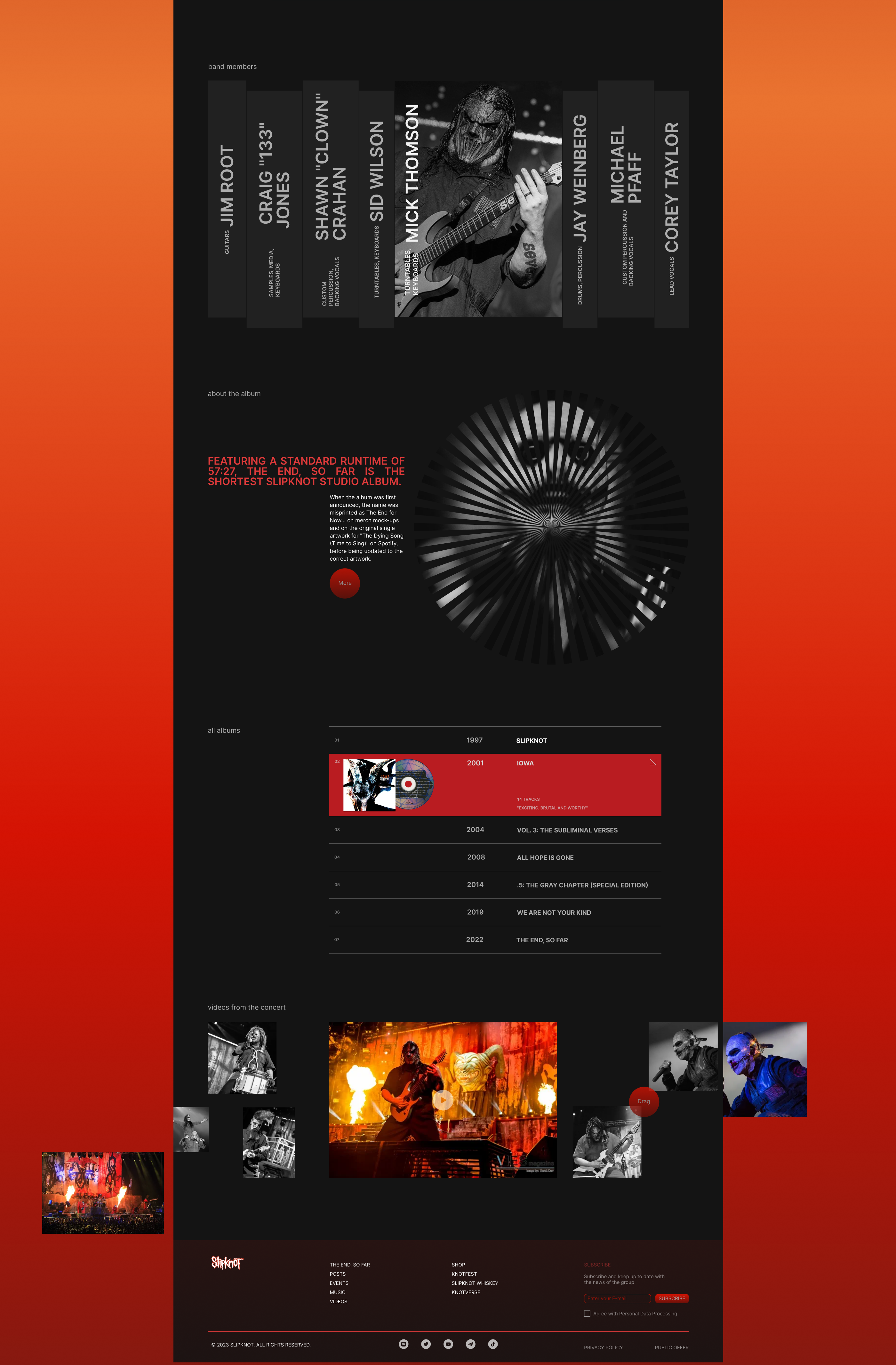 Сайт ню-метал-группы Slipknot — Изображение №2 — Интерфейсы на Dprofile