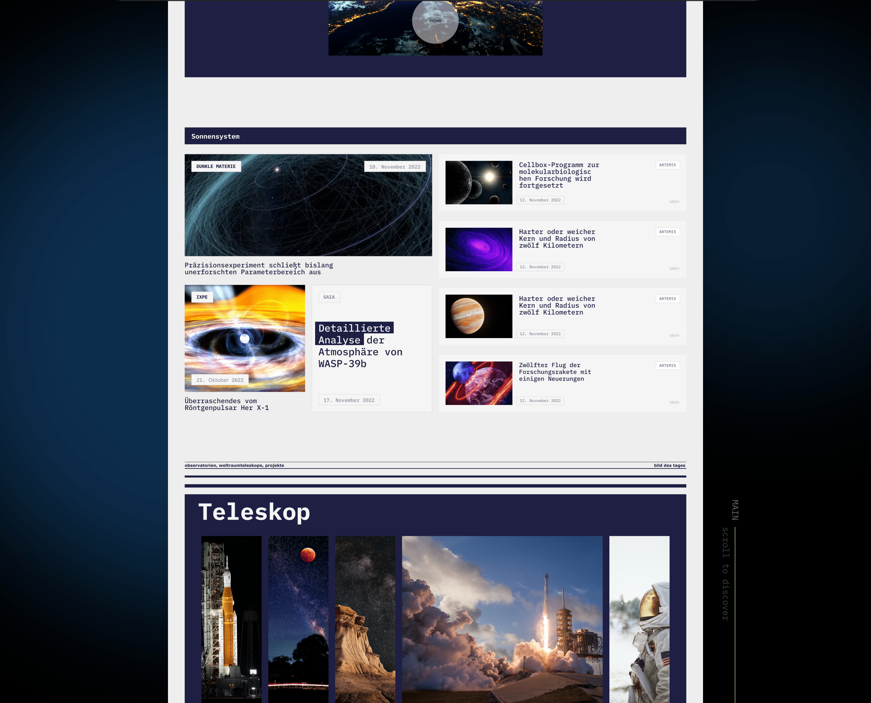 Новостной сайт "Astronews" — Изображение №4 — Интерфейсы на Dprofile