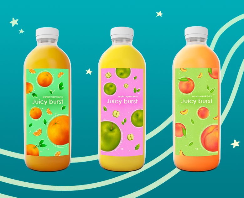 Иллюстрации для упаковки сока | Juicy burst на Dprofile