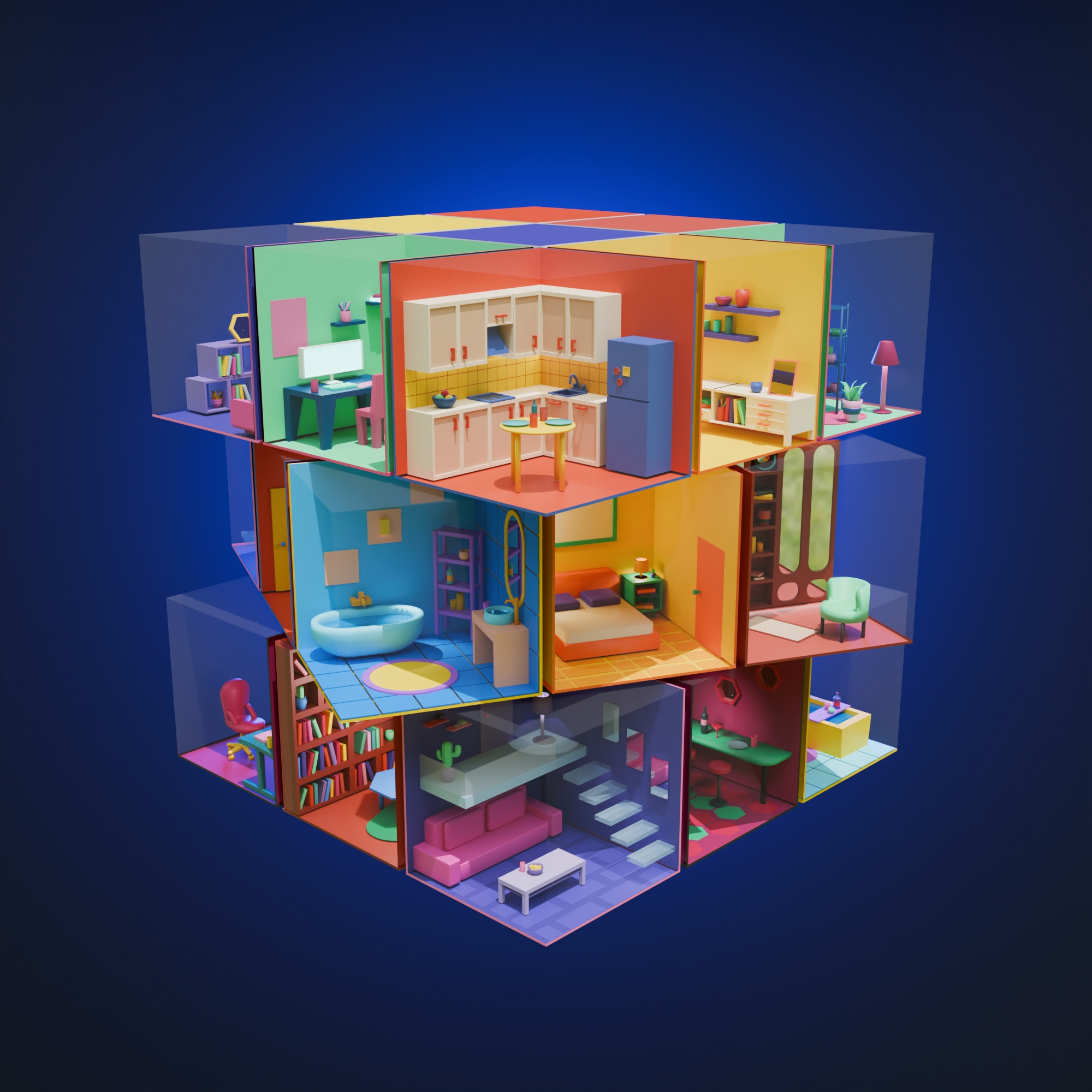 Rubik's Cube with rooms — Изображение №1 — Иллюстрация, 3D на Dprofile