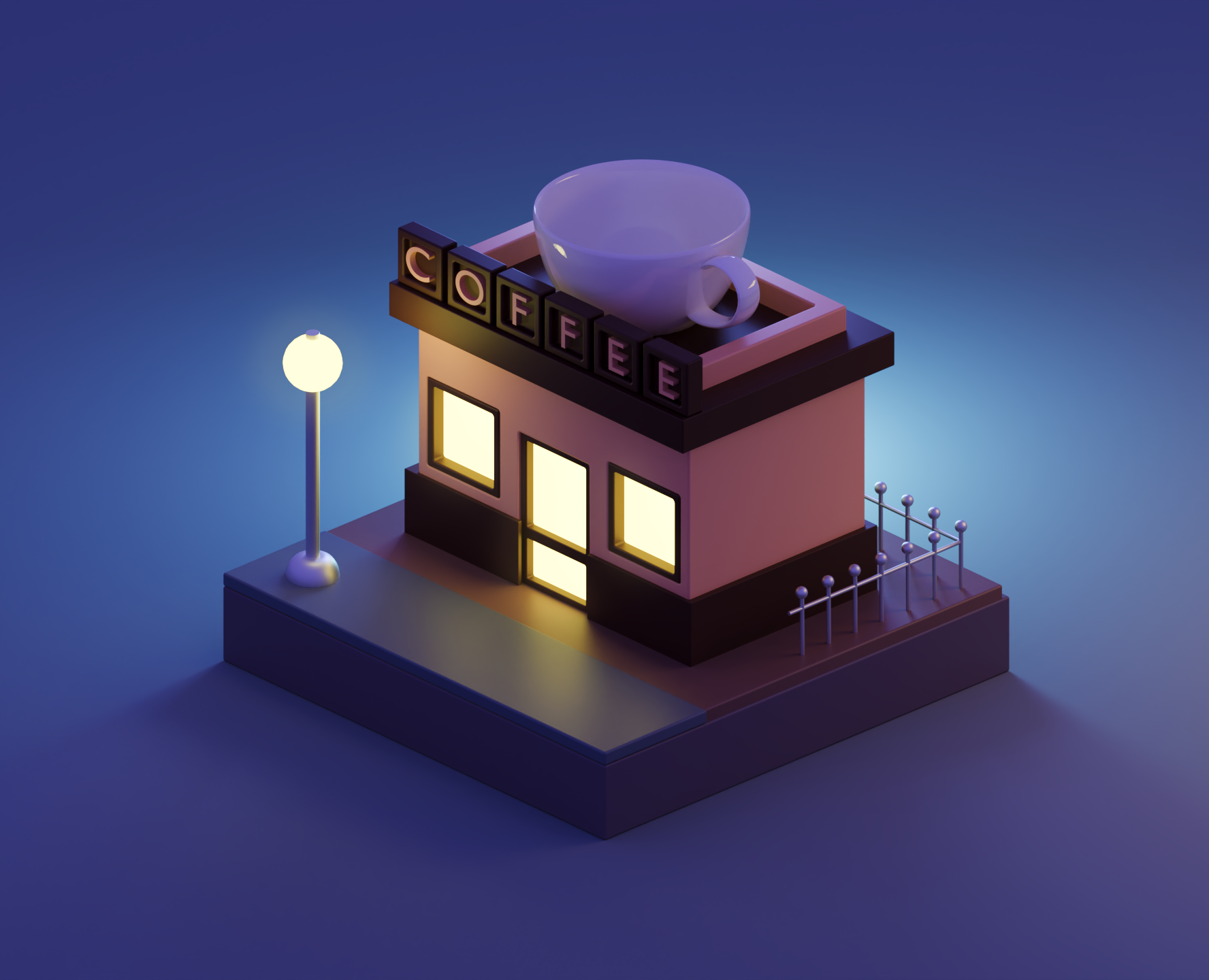 Сoffee house — Иллюстрация, 3D на Dprofile