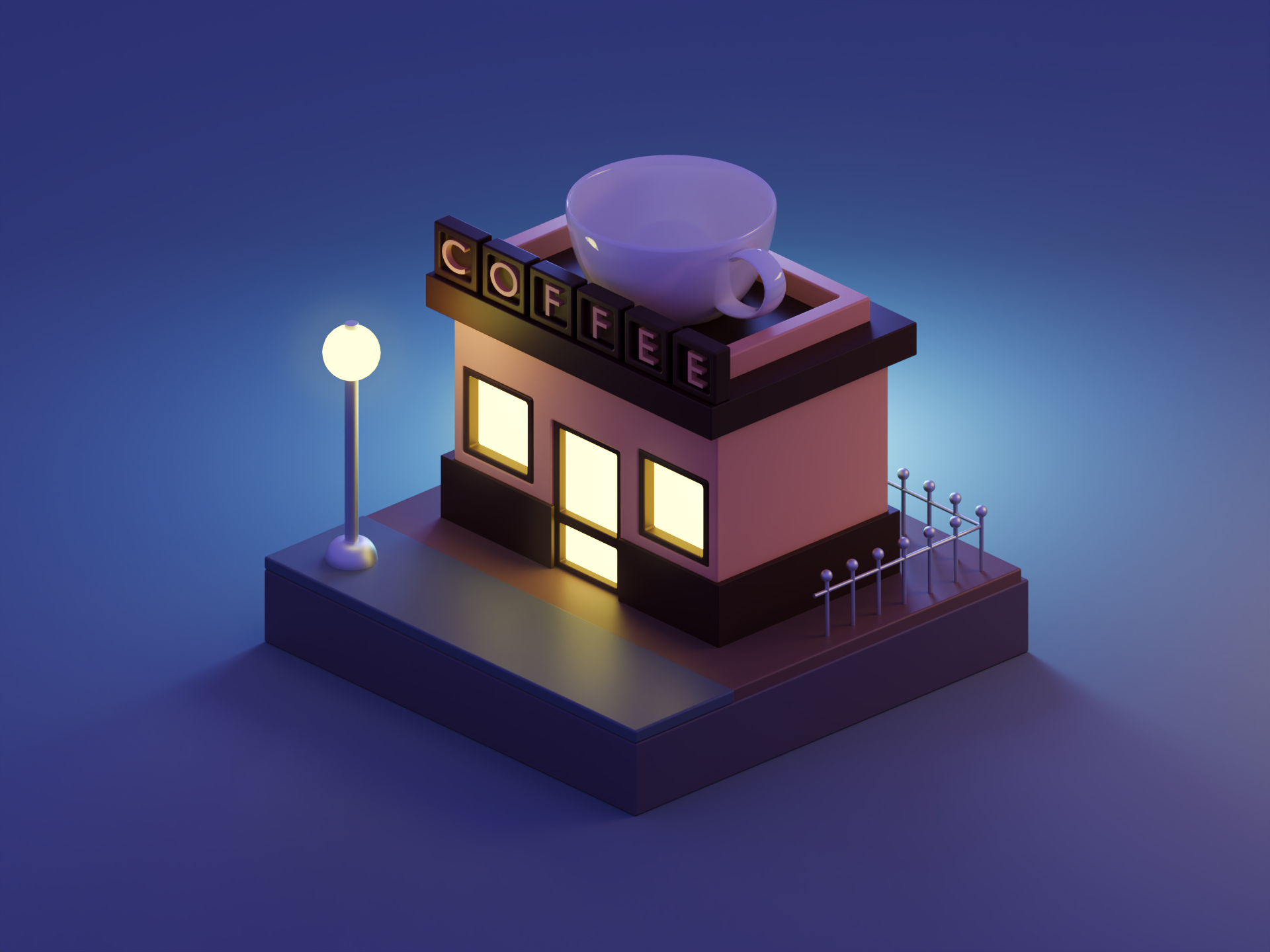 Сoffee house — Изображение №1 — Иллюстрация, 3D на Dprofile
