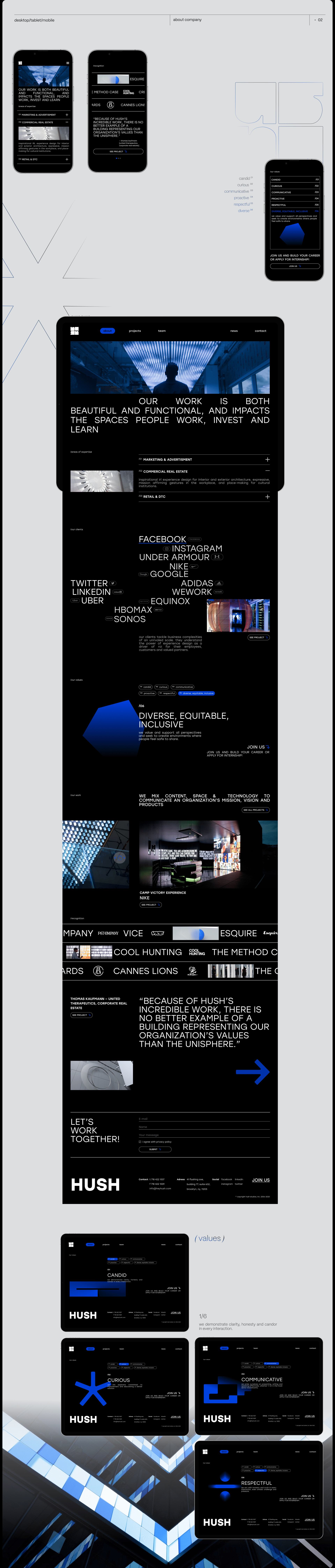 HUSH | corporate website redesign — Изображение №4 — Интерфейсы на Dprofile