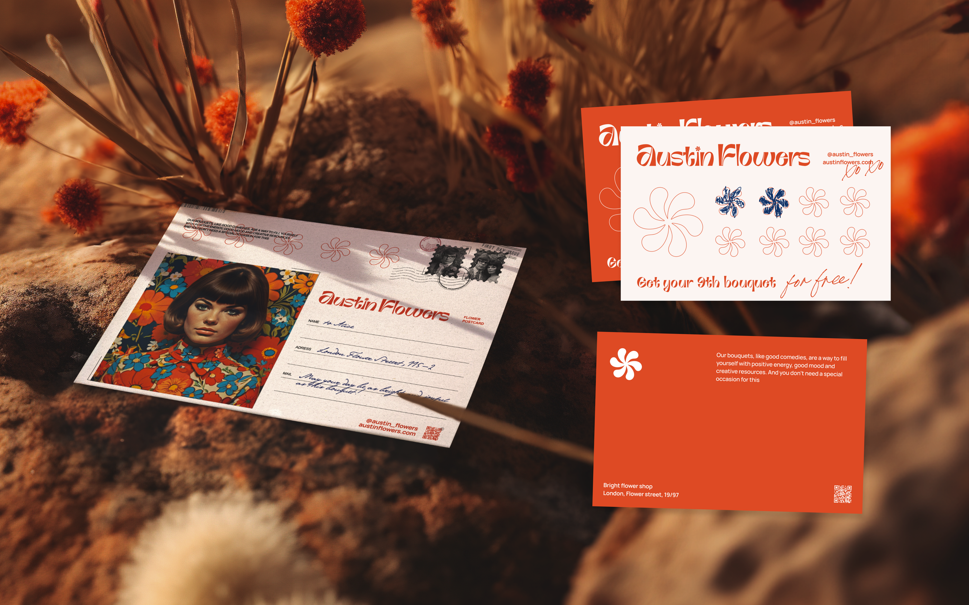 Austin Flowers — bright flower shop concept concept — Изображение №15 — Брендинг, Графика на Dprofile
