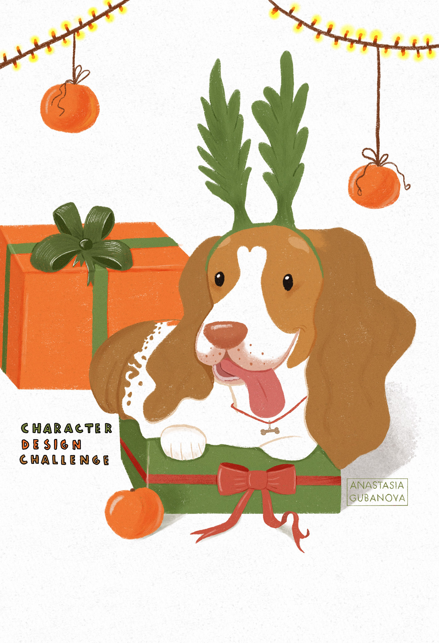 Новогодний бигль 🎄🐶 — Изображение №3 — Иллюстрация на Dprofile