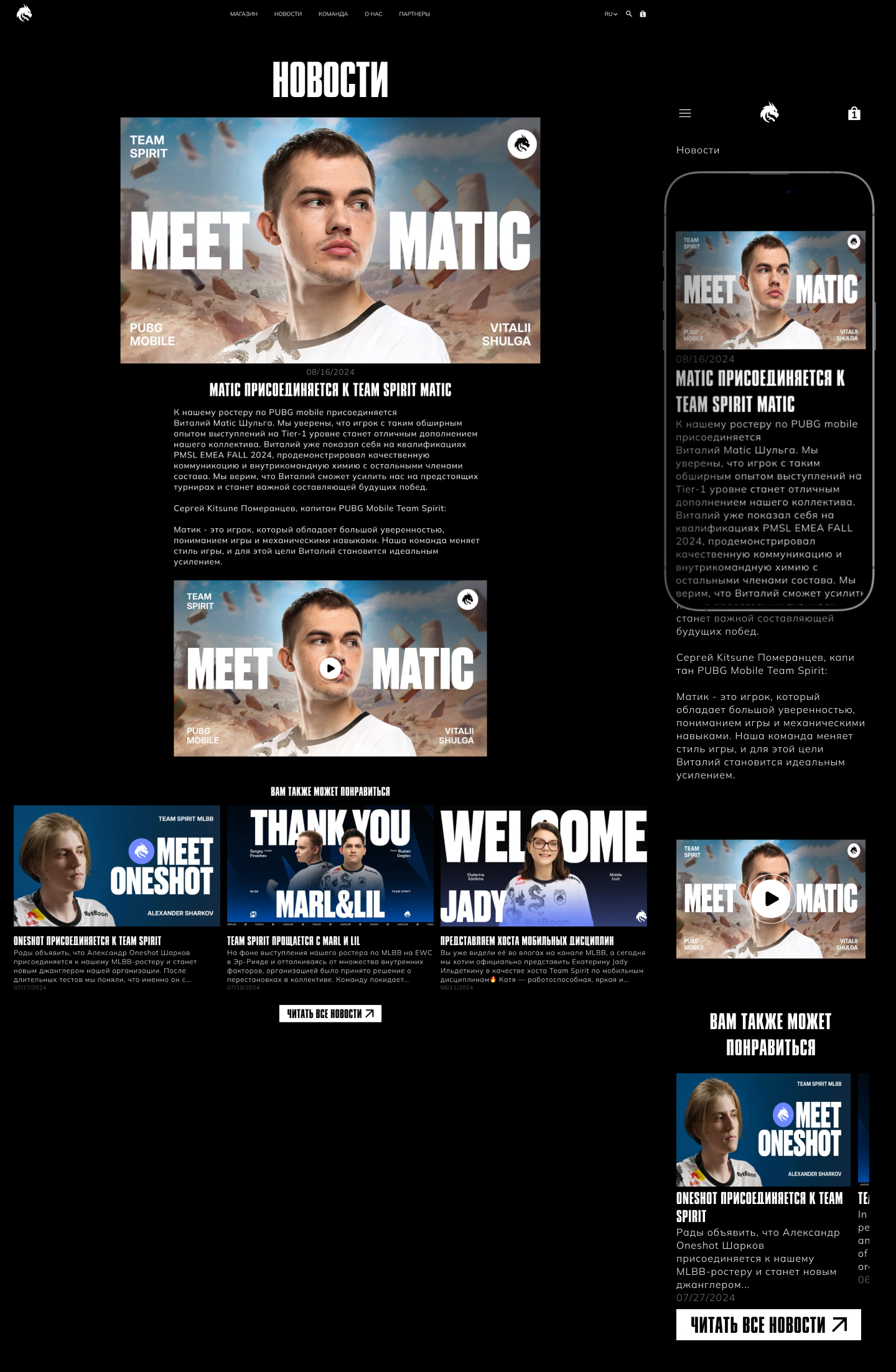 Team Spirit Редизайн сайта концепт — Изображение №14 — Интерфейсы, Графика на Dprofile
