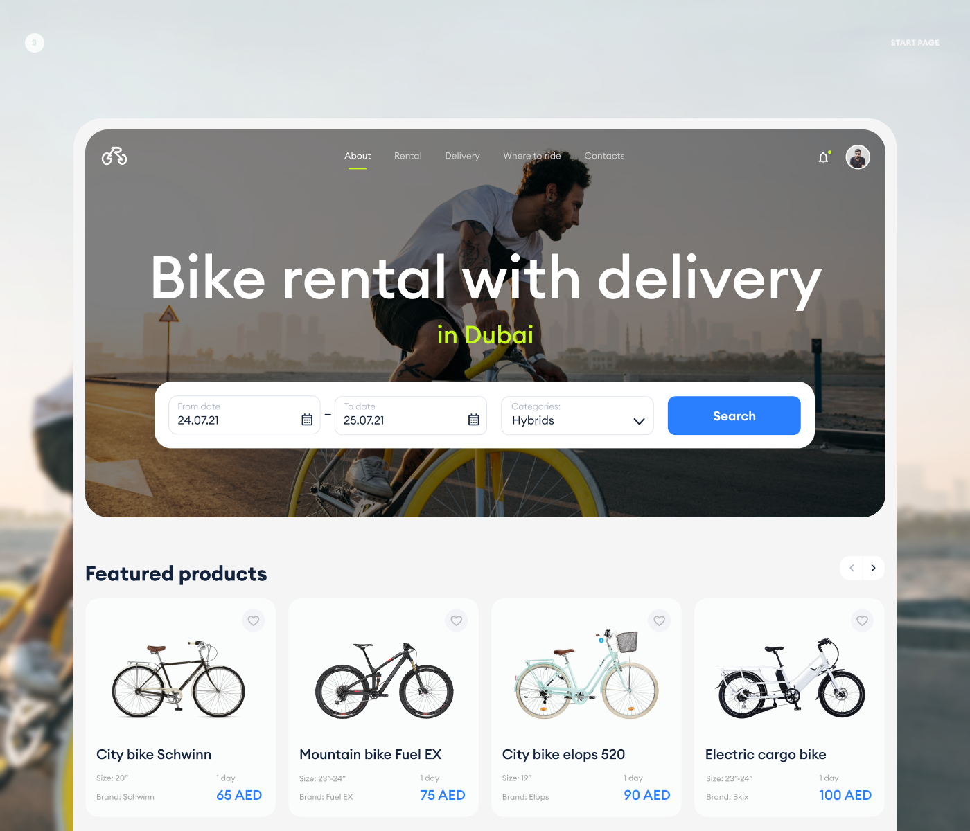 «Garage.Bike» — Bike rental with delivery in Dubai — Изображение №3 — Интерфейсы на Dprofile