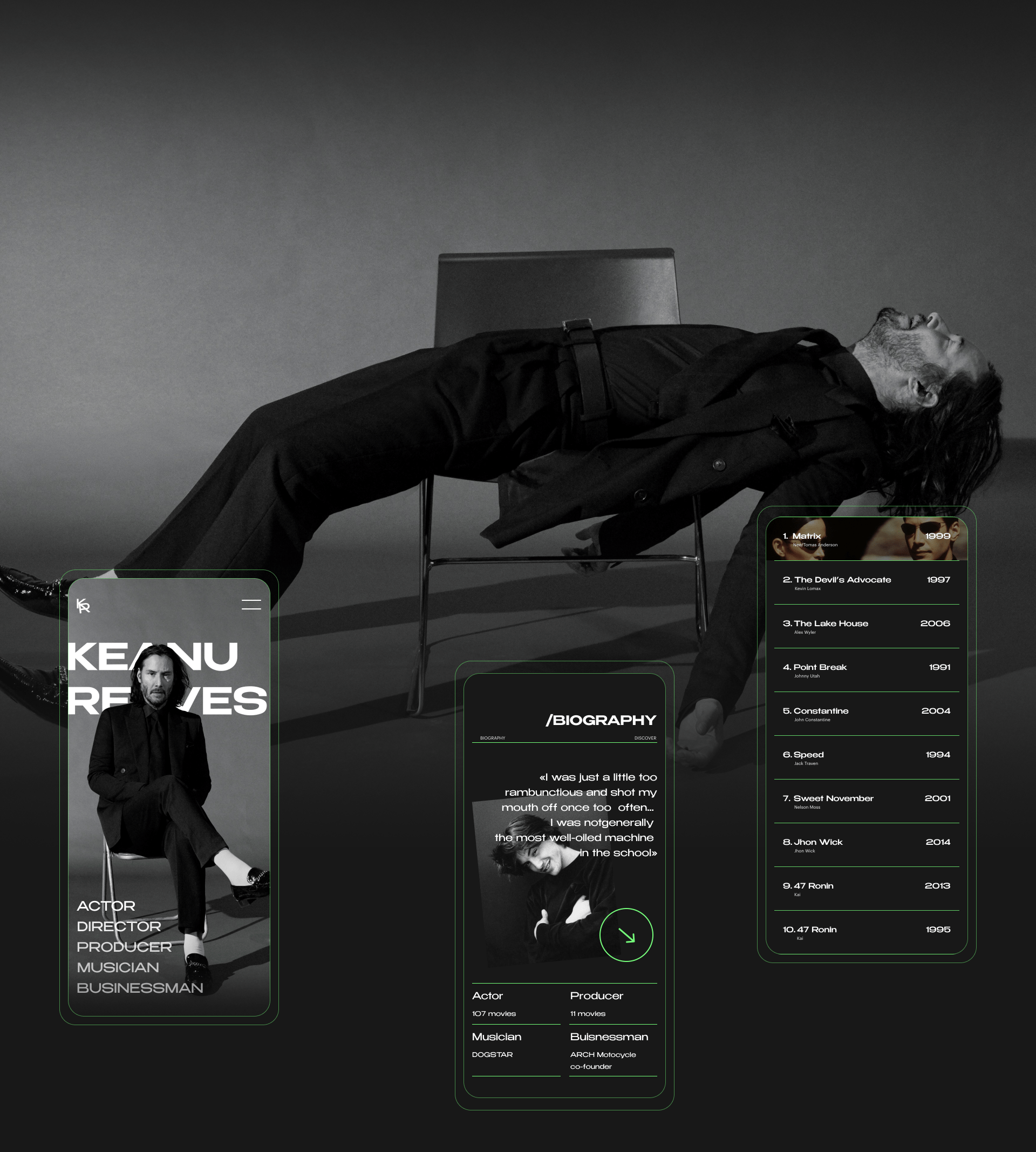 KEANU REEVES WEB DESIGN CONCEPT — Изображение №9 — Интерфейсы на Dprofile