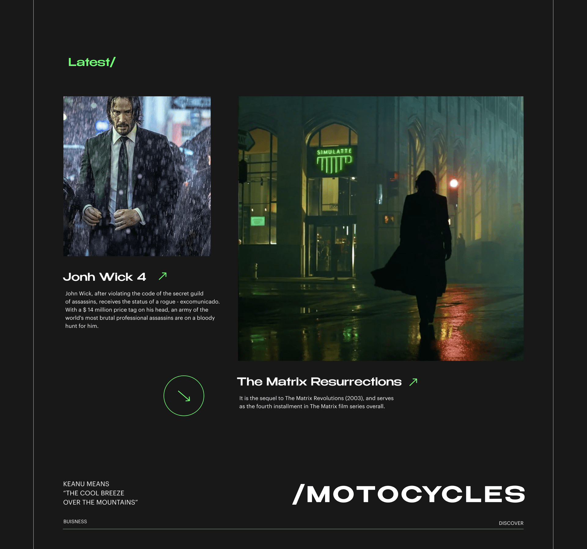 KEANU REEVES WEB DESIGN CONCEPT — Изображение №5 — Интерфейсы на Dprofile