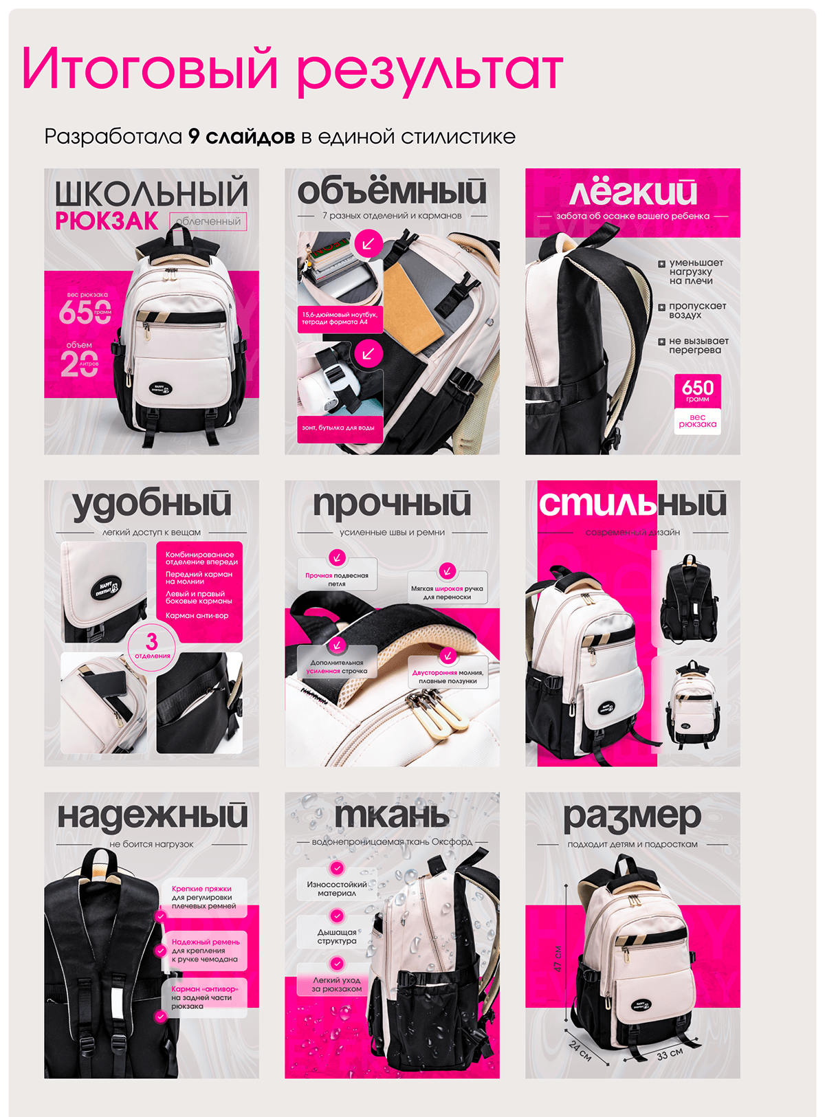Дизайн карточки товара "Рюкзак школьный" — Изображение №4 — Маркетинг на Dprofile