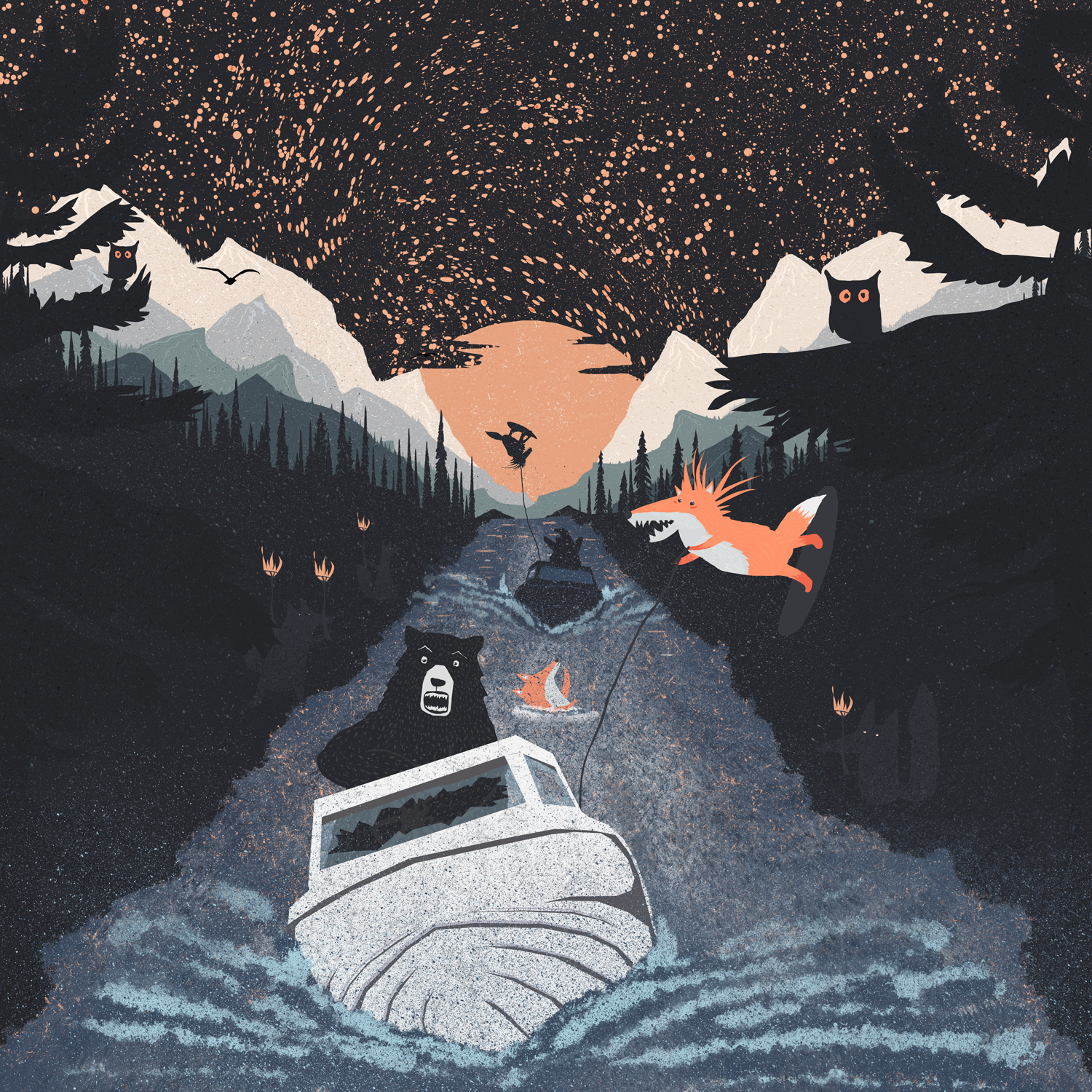 Оранжевая луна и безумные лисички — Изображение №4 — Иллюстрация на Dprofile
