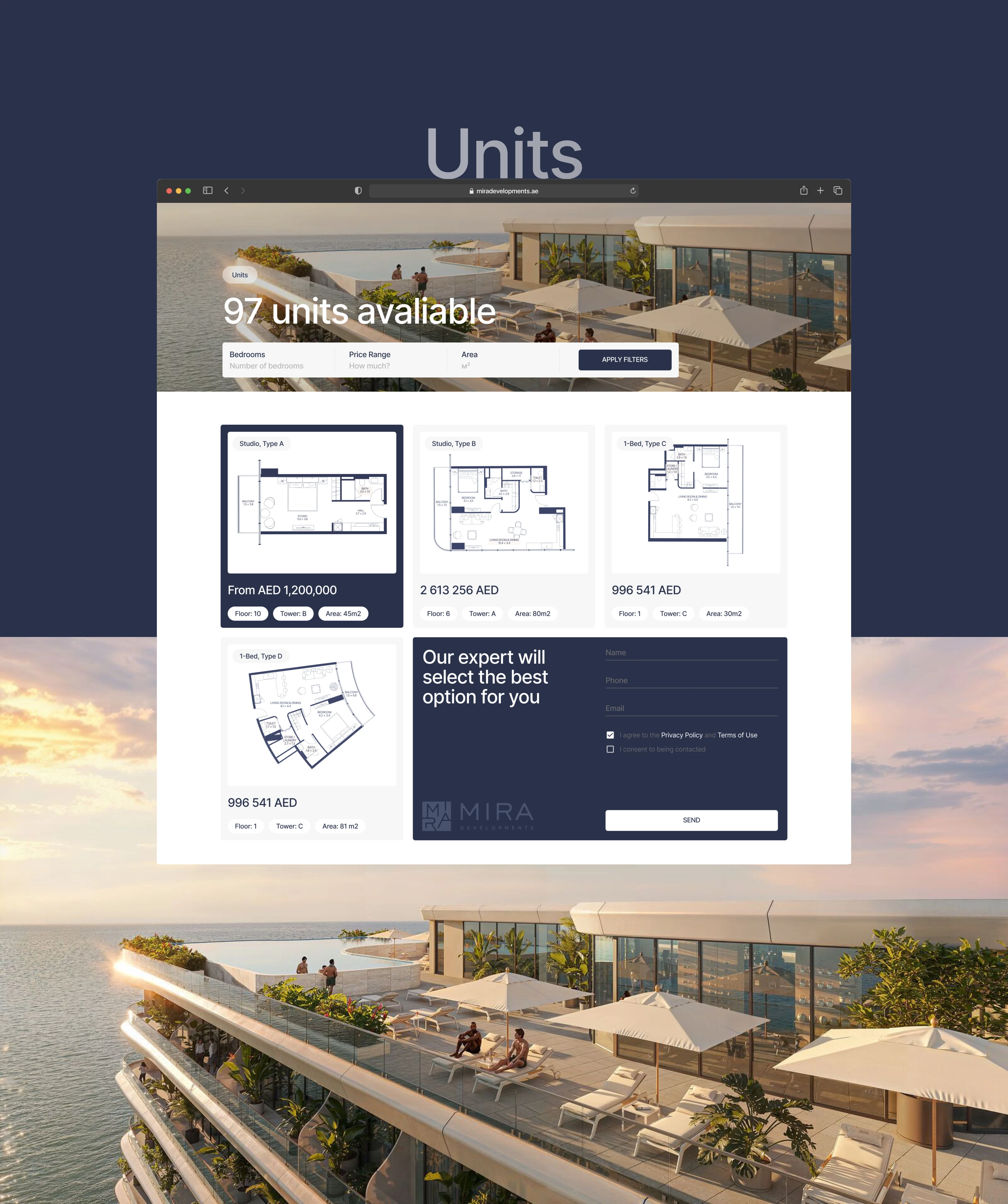 Mira Developments — Real Estate in Dubai — Изображение №5 — Интерфейсы, Анимация на Dprofile