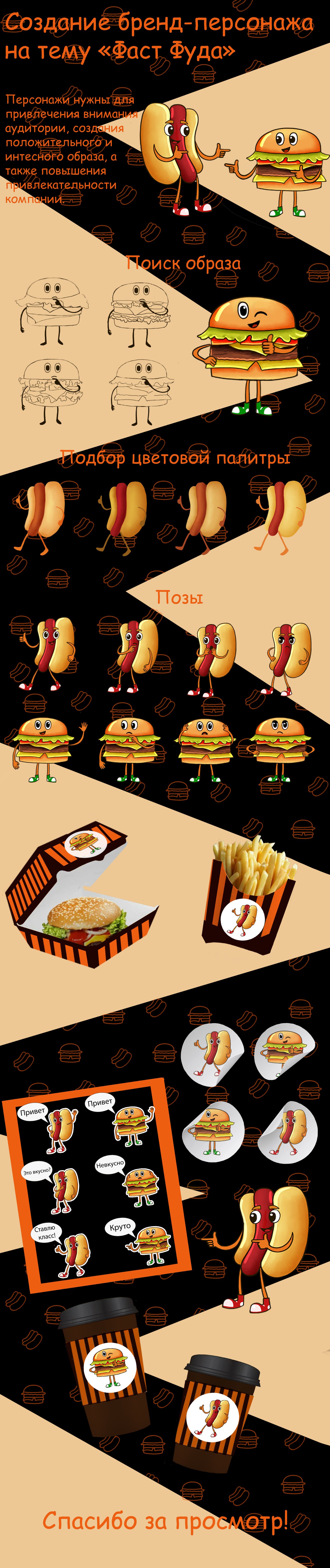 Бренд-персонаж на тему "Весёлый Фаст Фуд" — Изображение №1 — Брендинг, Иллюстрация на Dprofile
