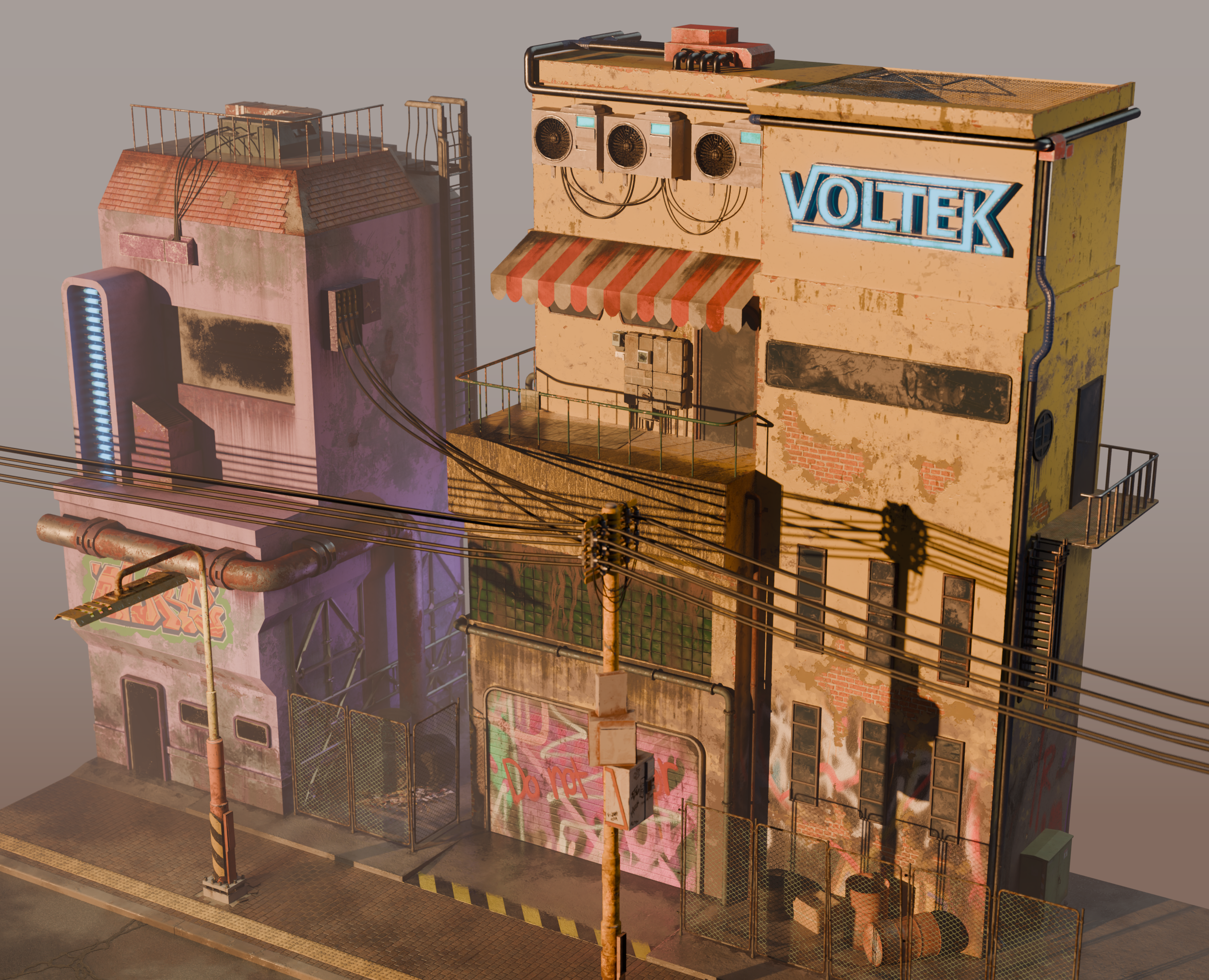 isometric Cyberpunk scenery на Dprofile