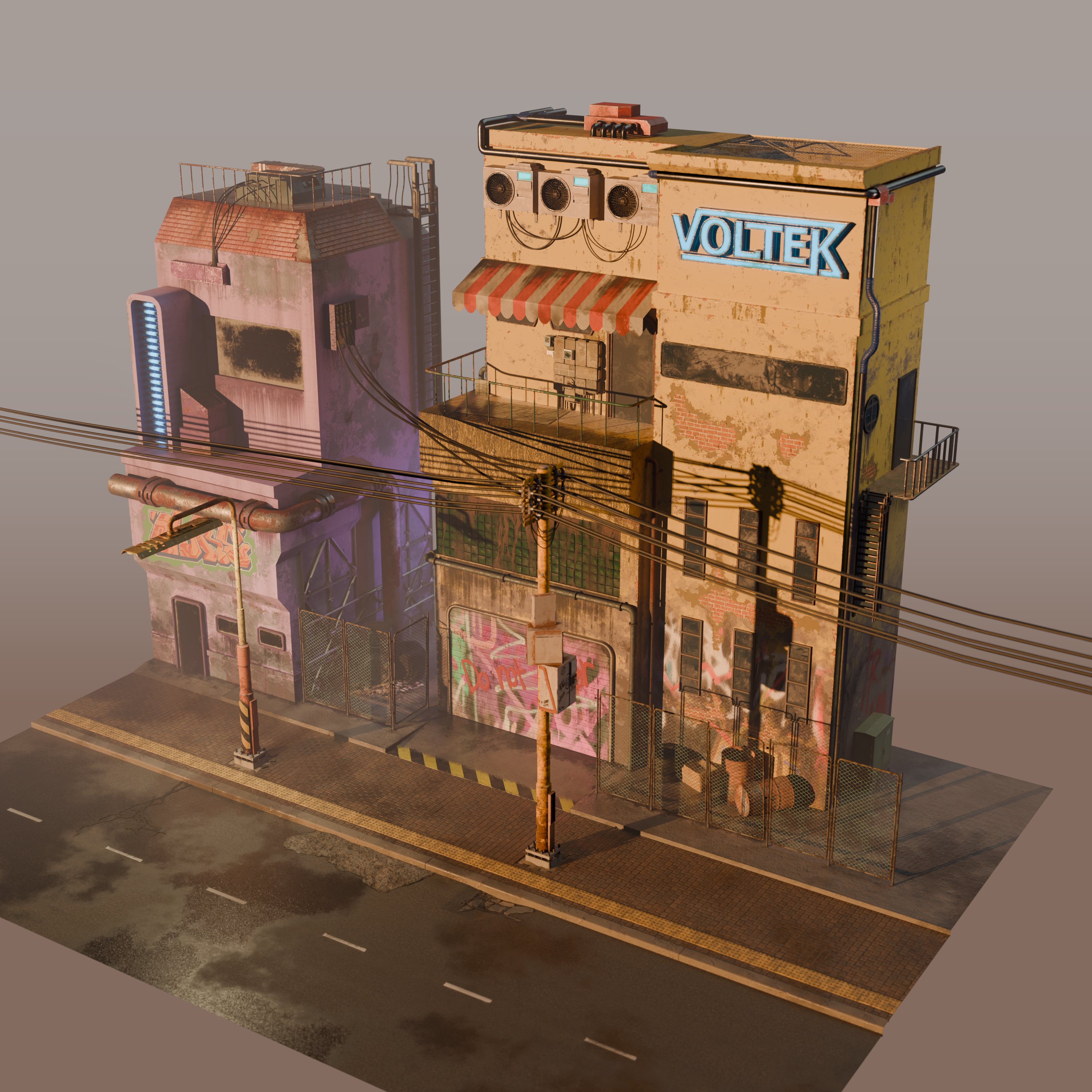 isometric Cyberpunk scenery — Изображение №1 — Иллюстрация, 3D на Dprofile