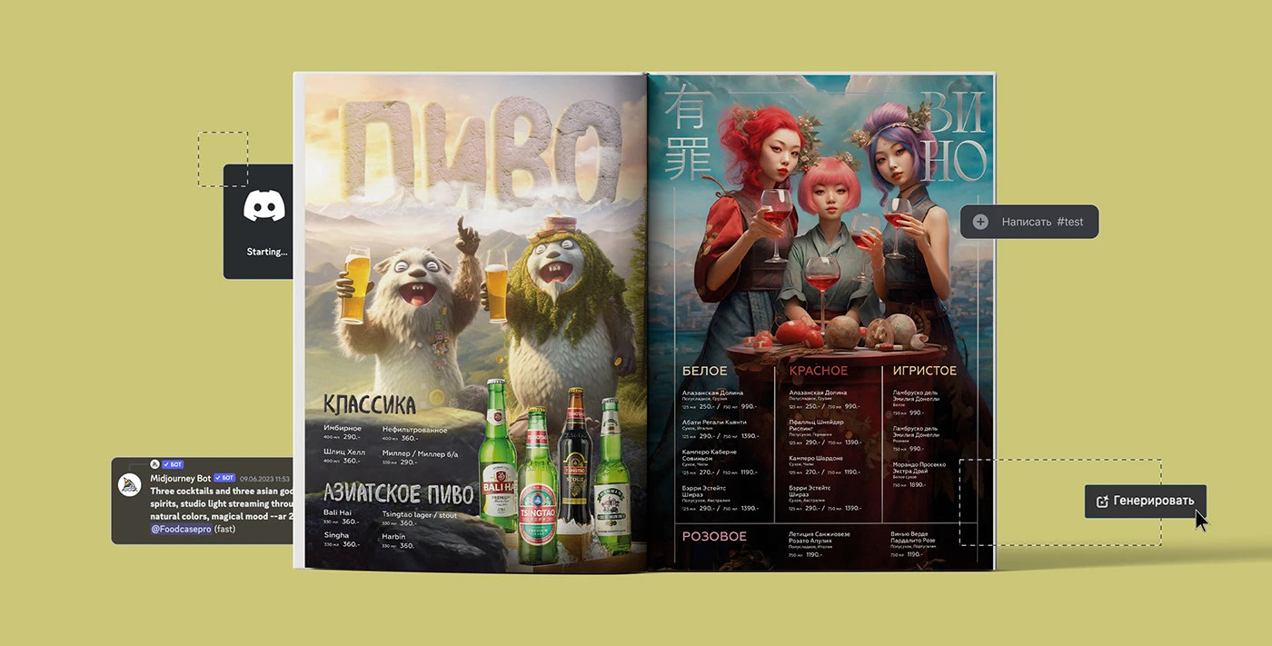 Дизайн карты бара для ОмНомНом в нейросети Midjourney — Изображение №25 — Иллюстрация, Графика на Dprofile