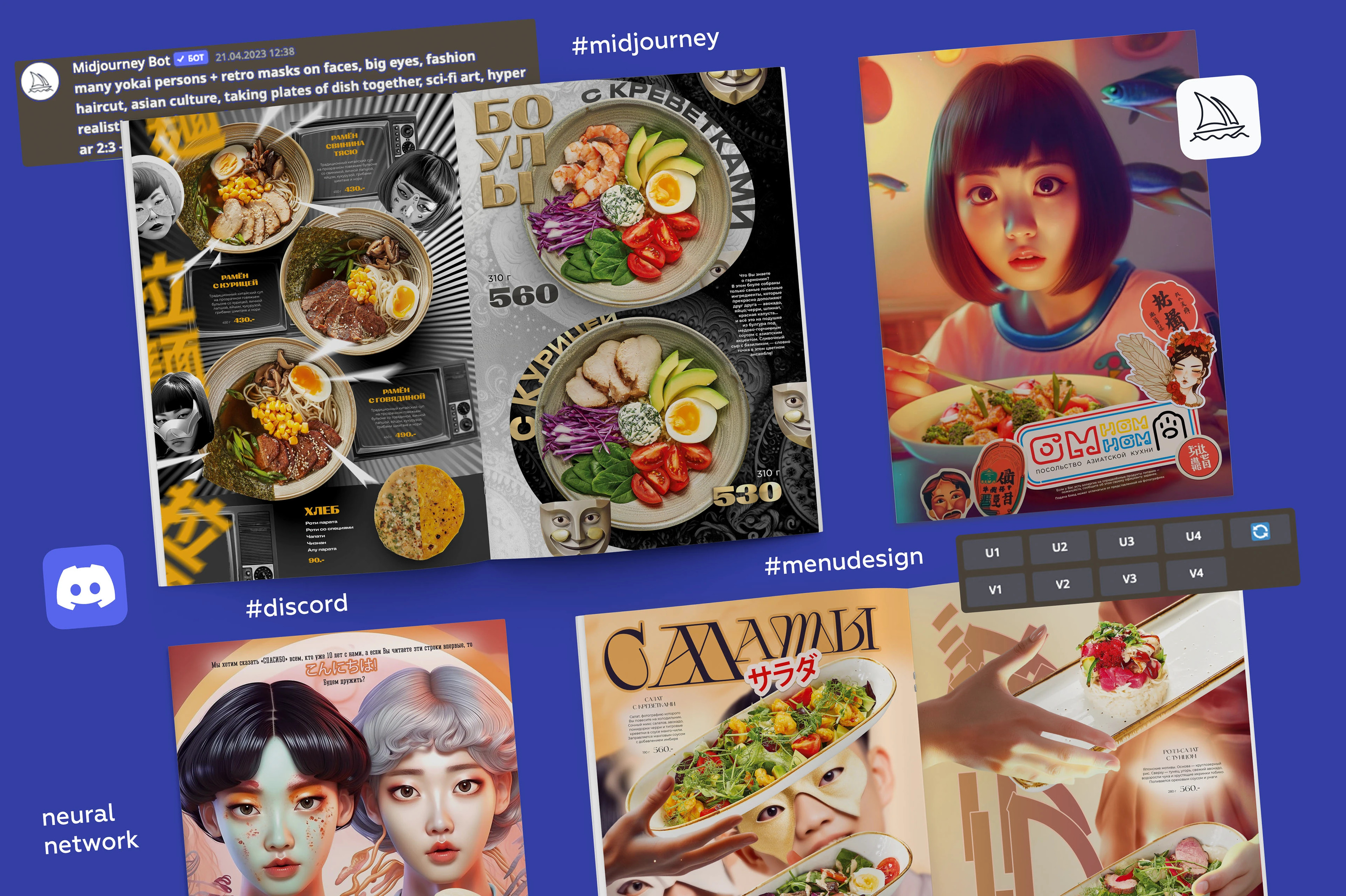 Дизайн меню для ОмНомНом в нейросети Midjourney — Изображение №1 — Графика на Dprofile