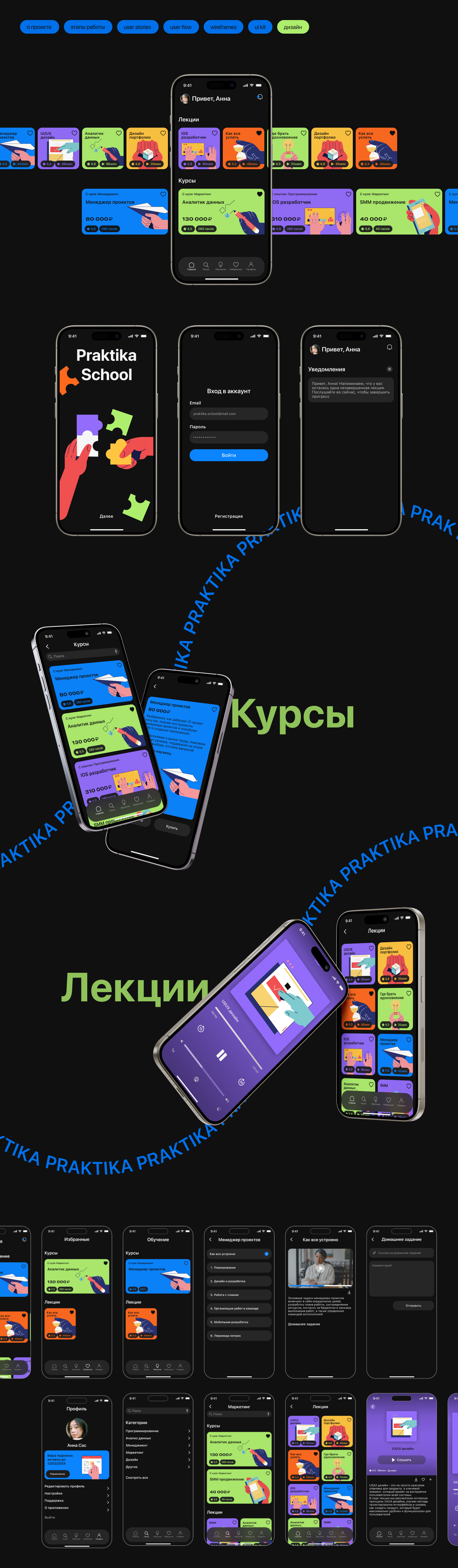 Praktika School/mobile app — Изображение №8 — Интерфейсы на Dprofile