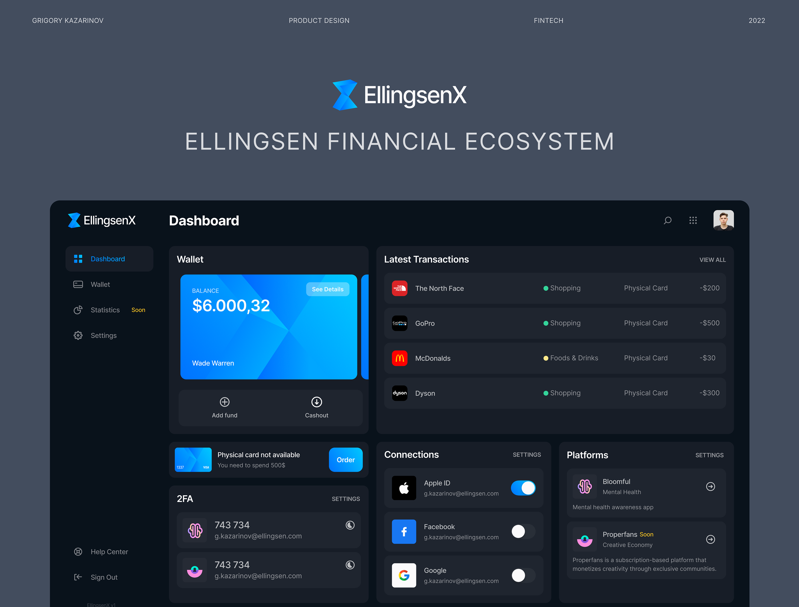 Ellingsen Financial Ecosystem — Изображение №1 — Интерфейсы, Анимация на Dprofile