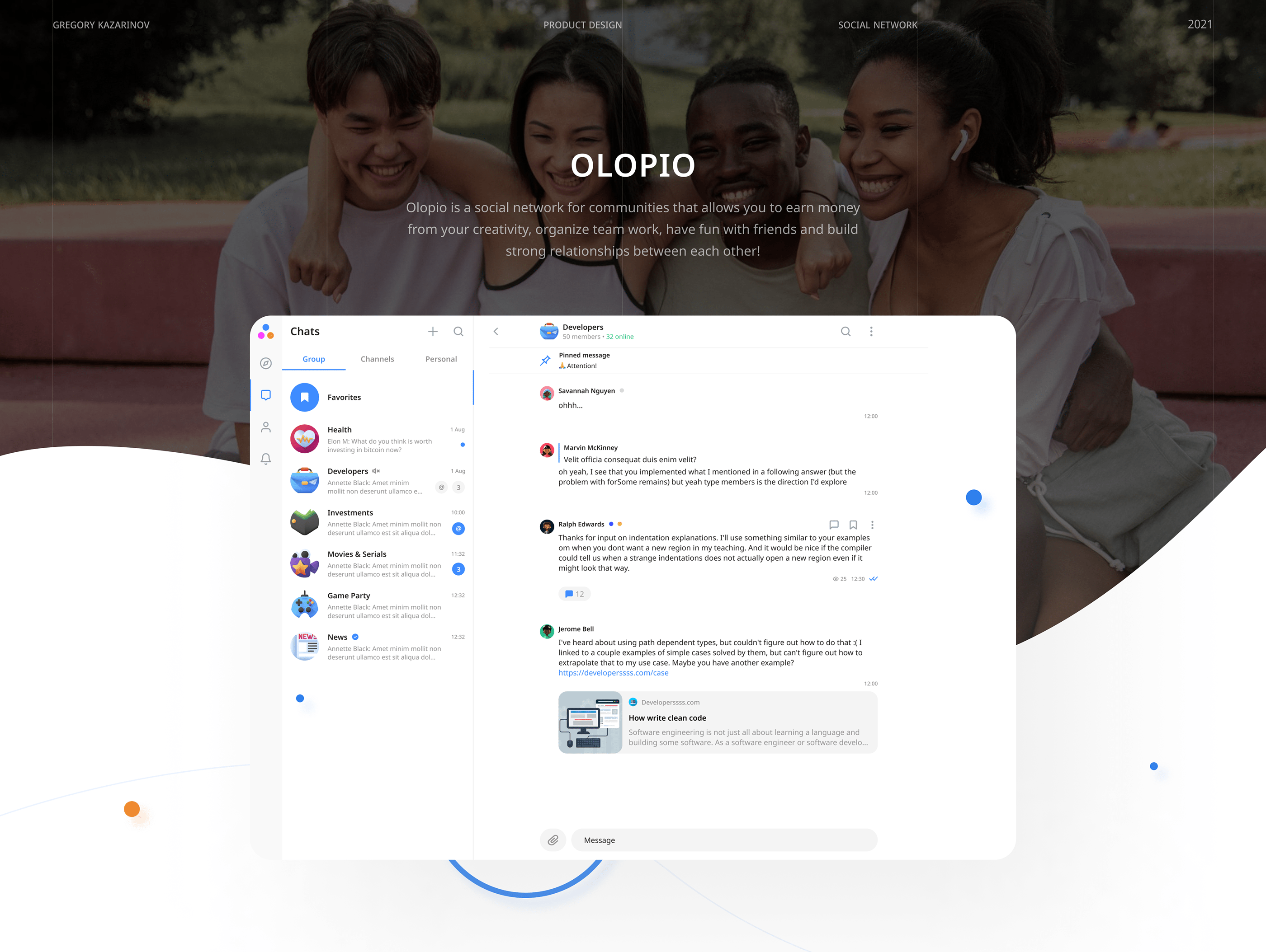 Olopio - Social Network for Community — Изображение №1 — Интерфейсы на Dprofile