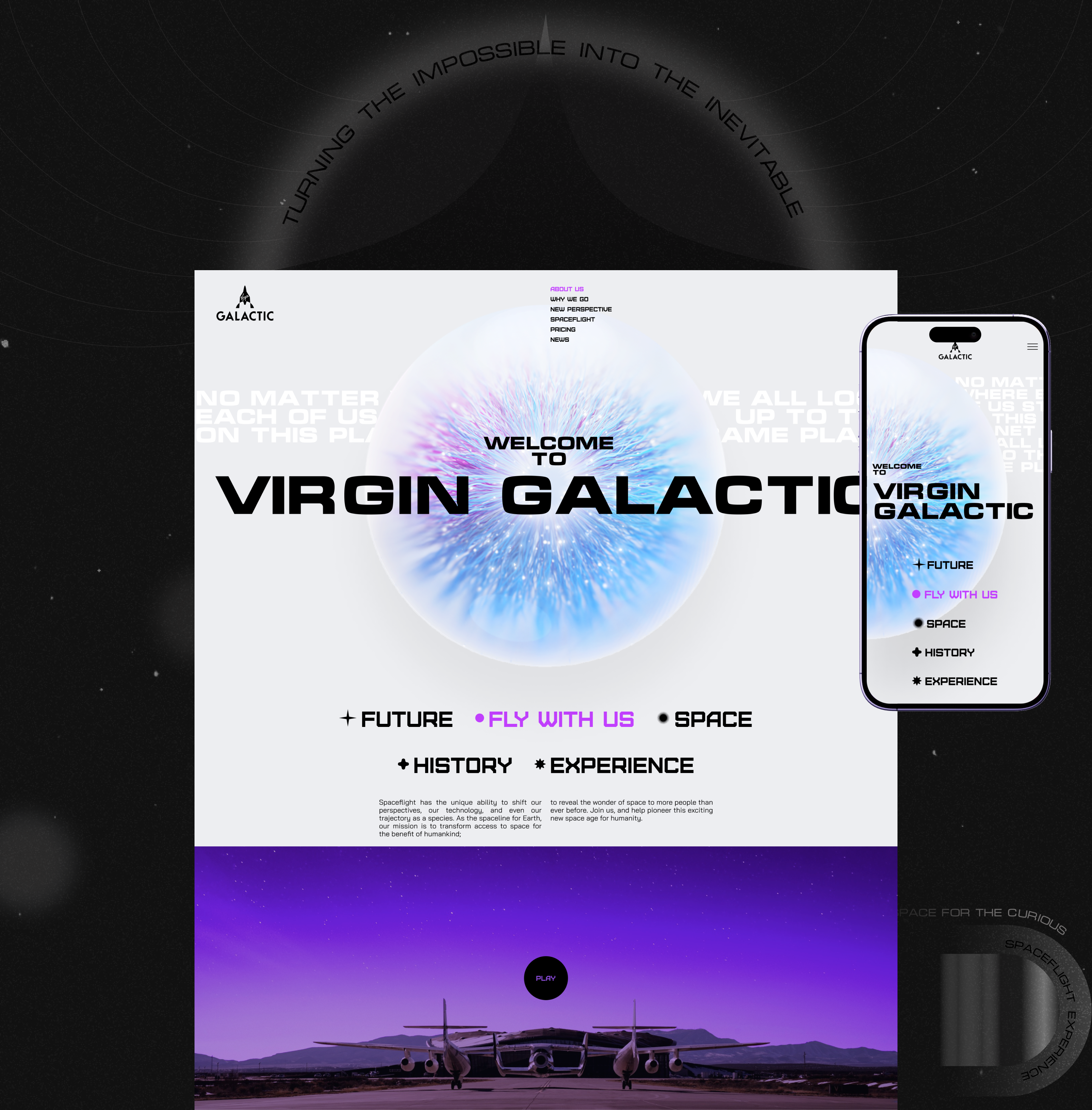 Virgin Galactic | corporate website | redesign — Изображение №2 — Интерфейсы, Брендинг на Dprofile
