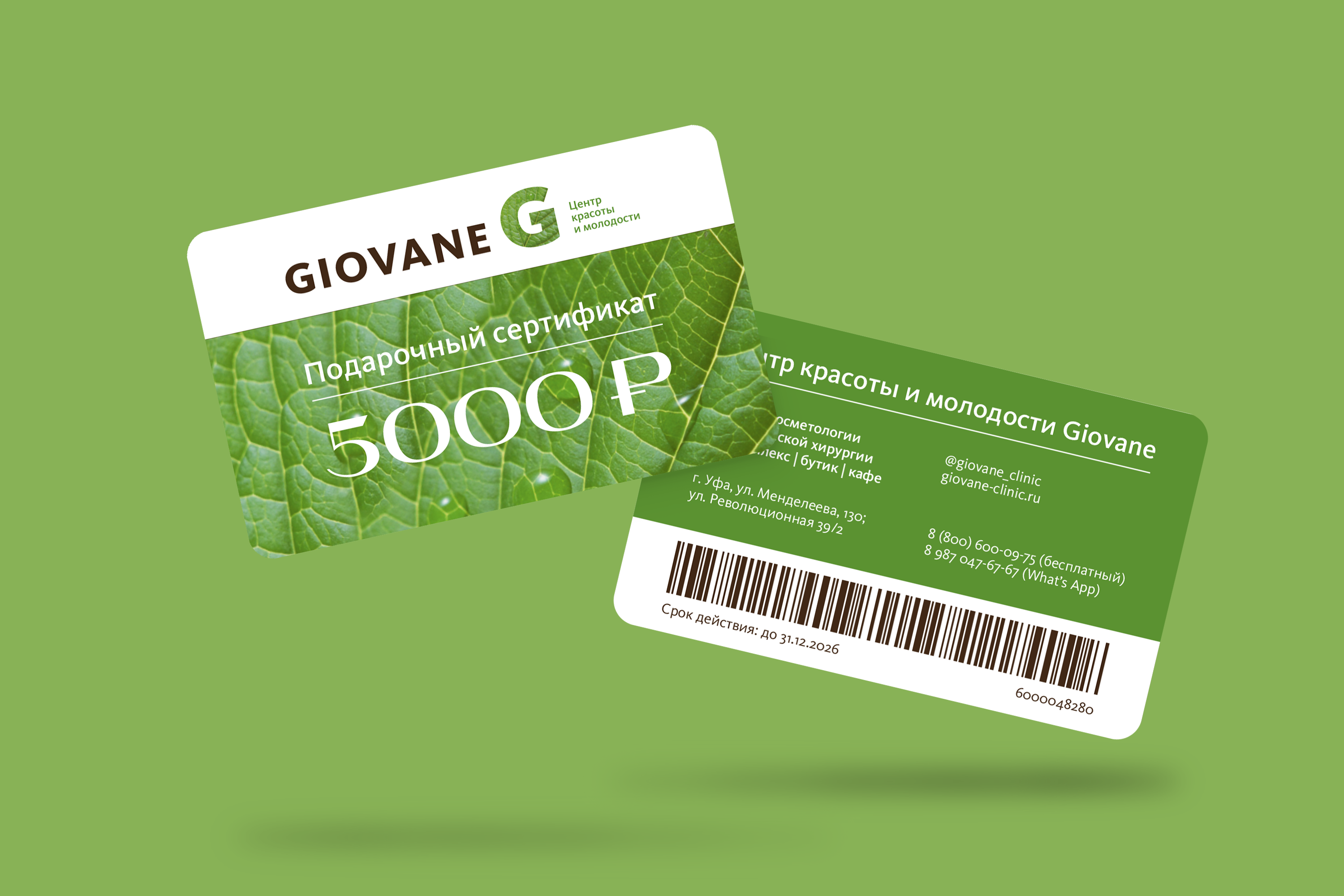 Подарочная карта-сертификат и конверт для "Giovane" — Изображение №2 — Графика на Dprofile