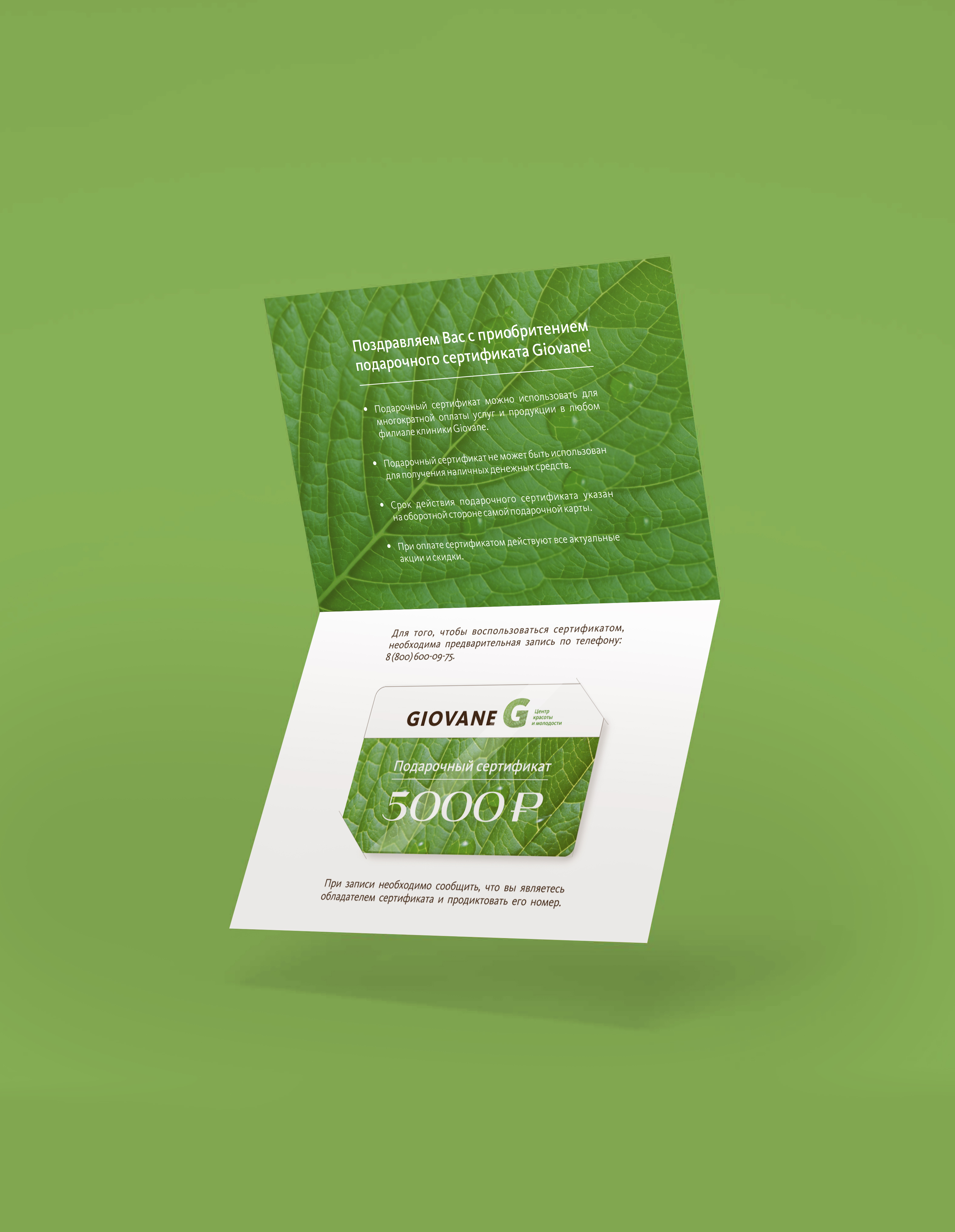 Подарочная карта-сертификат и конверт для "Giovane" — Изображение №4 — Графика на Dprofile