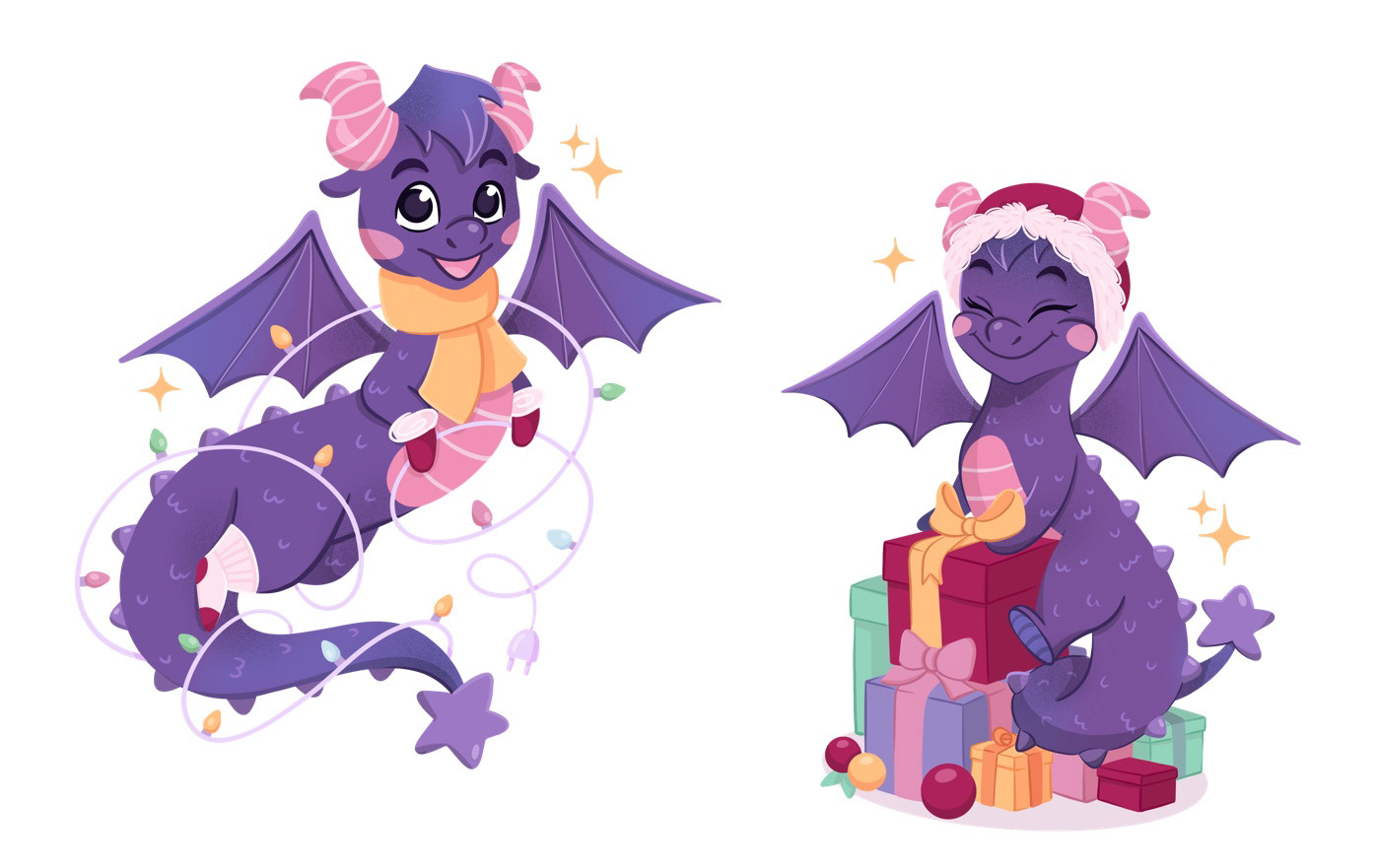 NEW YEAR DRAGON | postcards & stickers — Изображение №3 — Иллюстрация, Анимация на Dprofile