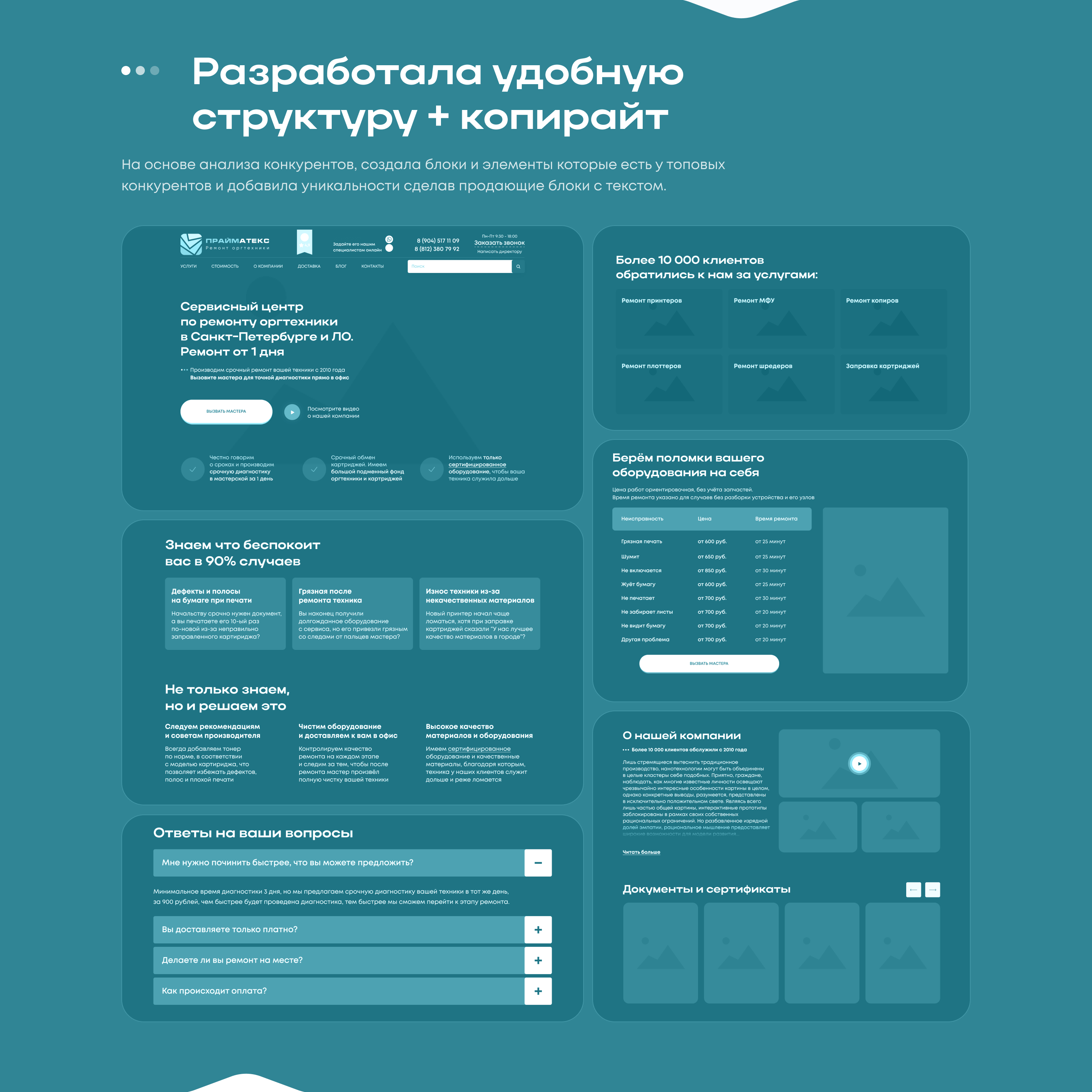 Сайт для компании по ремонту оргтехники — Изображение №5 — Интерфейсы, Маркетинг на Dprofile