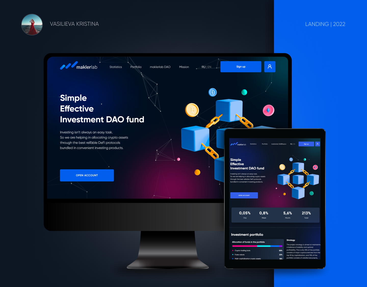 Лендинг для инвестиционнго DAO фонда. Инвестиции сайт — Изображение №1 — Интерфейсы, Графика на Dprofile