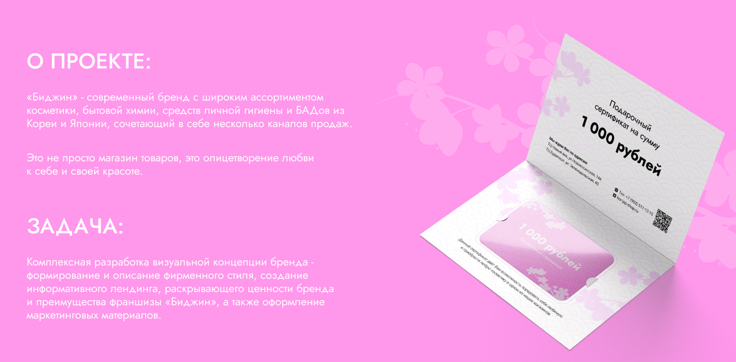 брендбук, лендинг и презентация для франшизы Биджин — Изображение №2 — Интерфейсы, Маркетинг на Dprofile