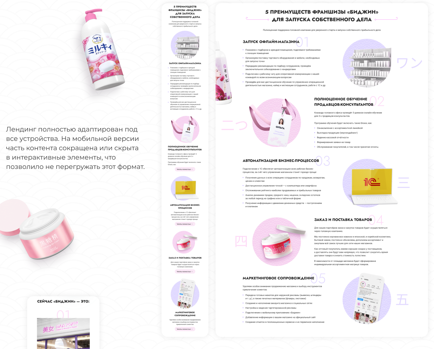 брендбук, лендинг и презентация для франшизы Биджин — Изображение №7 — Интерфейсы, Маркетинг на Dprofile