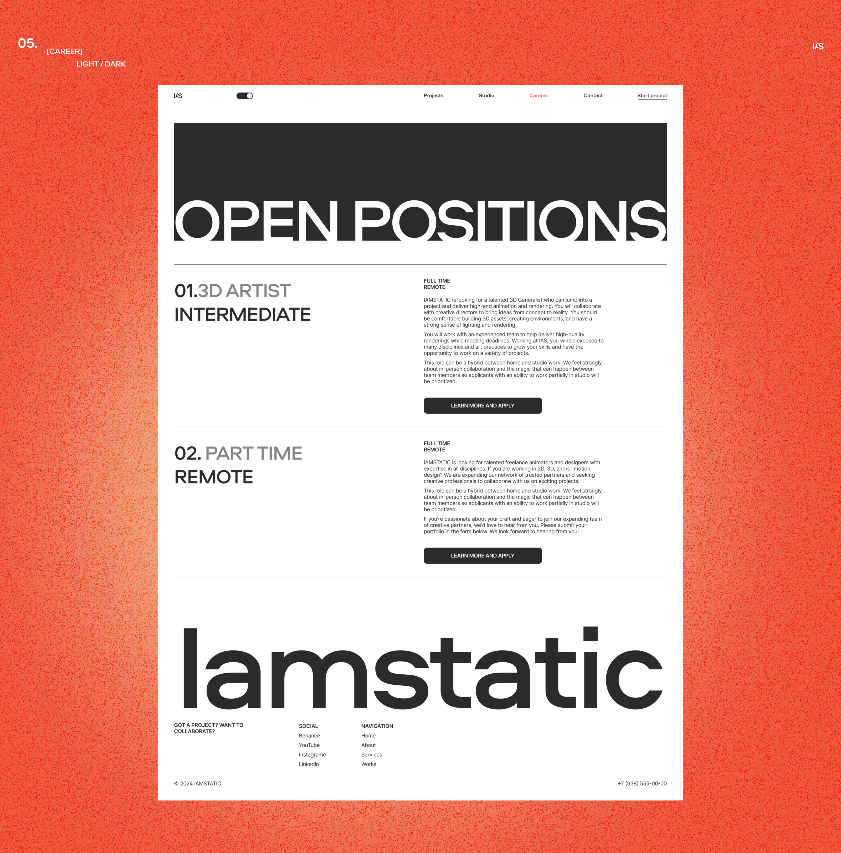 IAMSTATIC agency's website — Изображение №10 — Интерфейсы, Брендинг на Dprofile