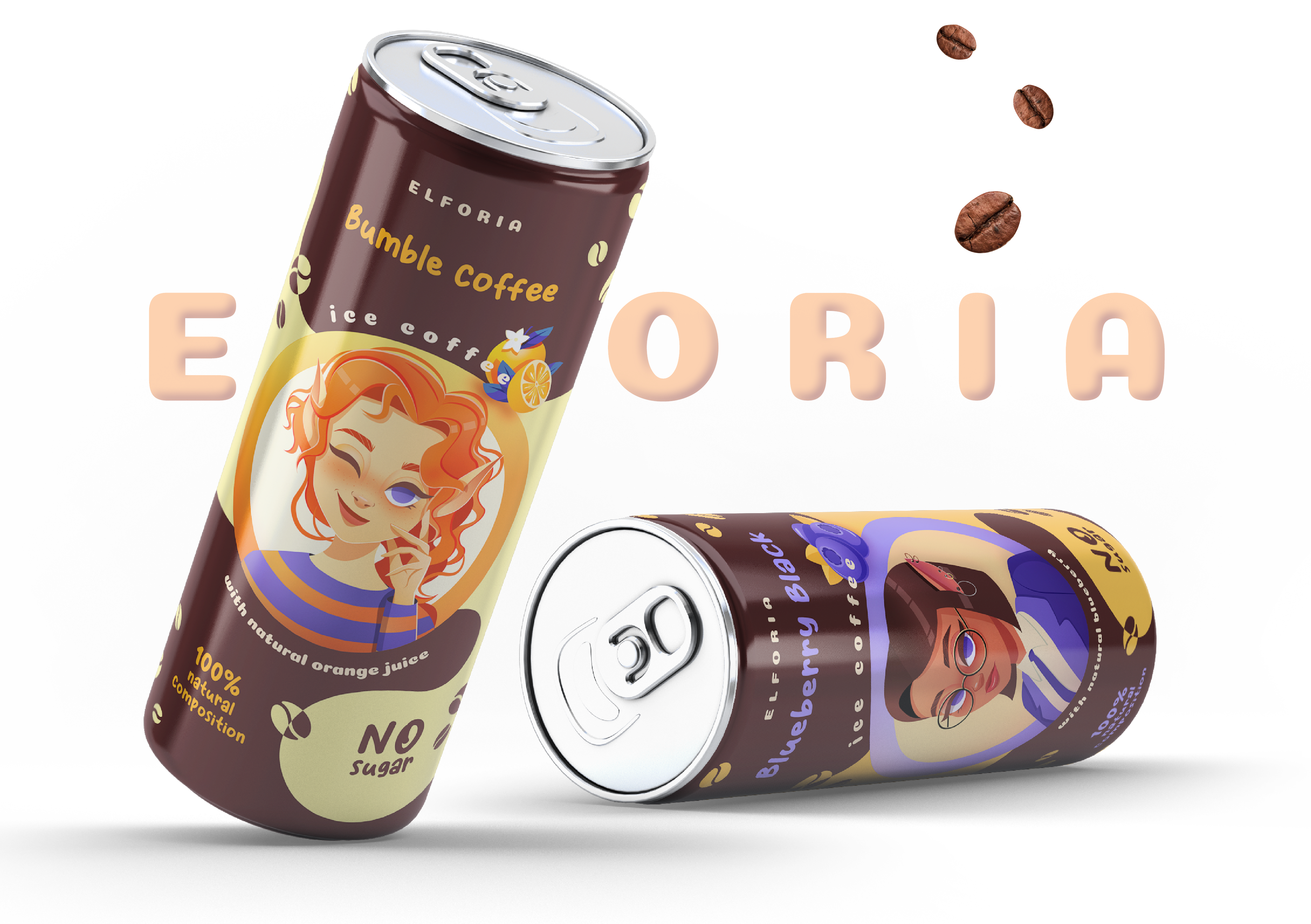 Ice Cofee. Упаковка. Холодный кофе Elforia — Изображение №8 — Иллюстрация на Dprofile