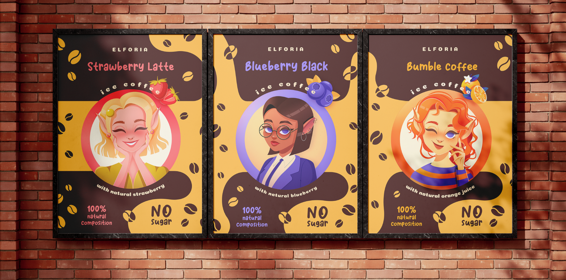 Ice Cofee. Упаковка. Холодный кофе Elforia — Изображение №10 — Иллюстрация на Dprofile