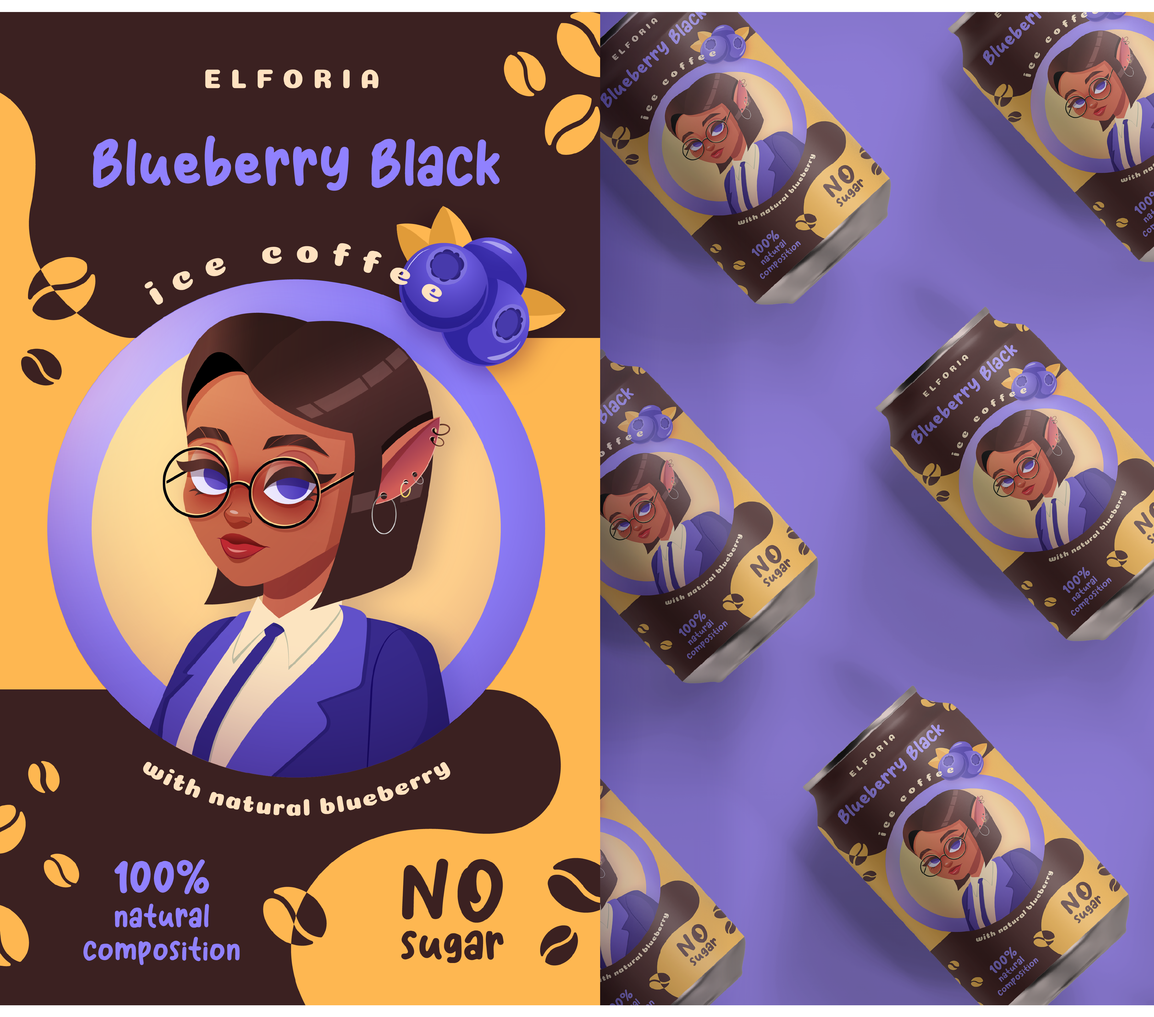 Ice Cofee. Упаковка. Холодный кофе Elforia — Изображение №9 — Иллюстрация на Dprofile