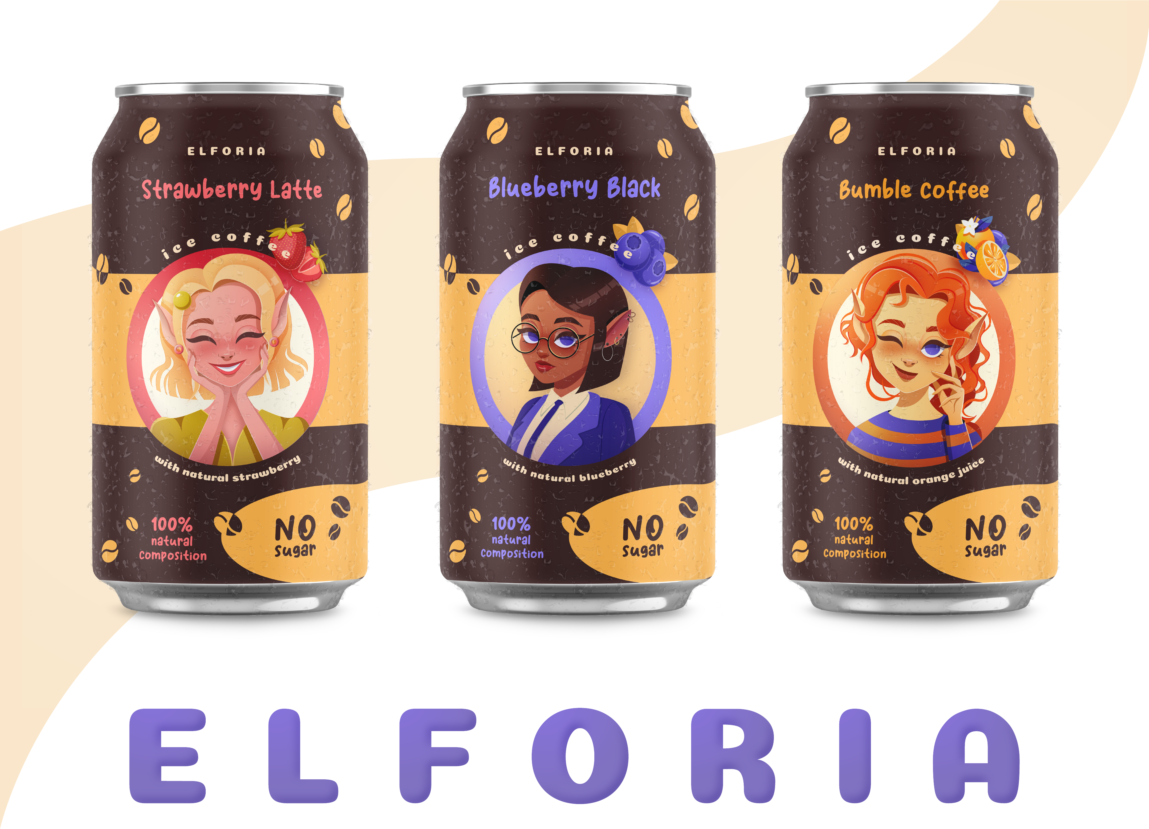Ice Cofee. Упаковка. Холодный кофе Elforia — Изображение №1 — Иллюстрация на Dprofile