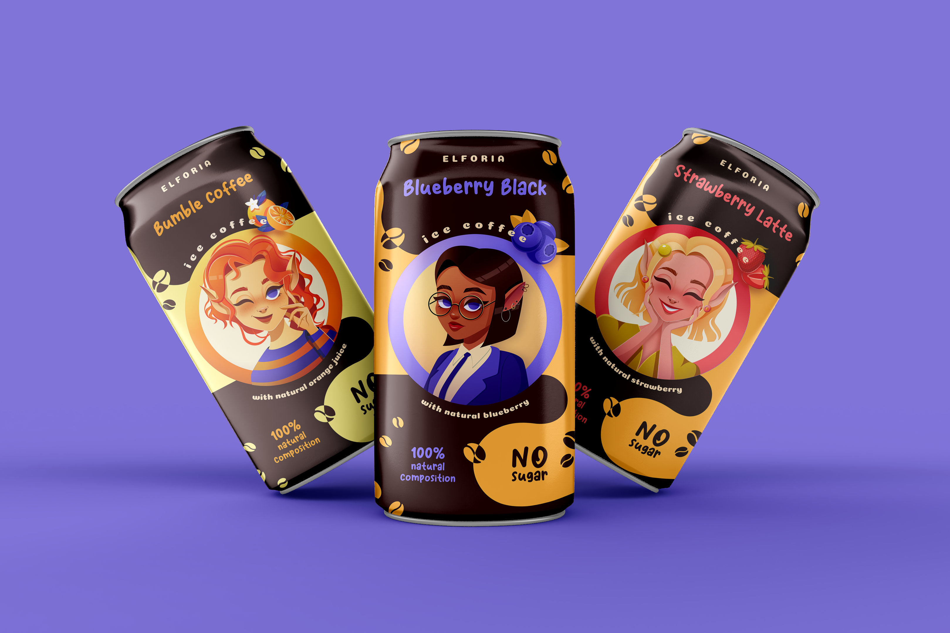 Ice Cofee. Упаковка. Холодный кофе Elforia — Изображение №12 — Иллюстрация на Dprofile