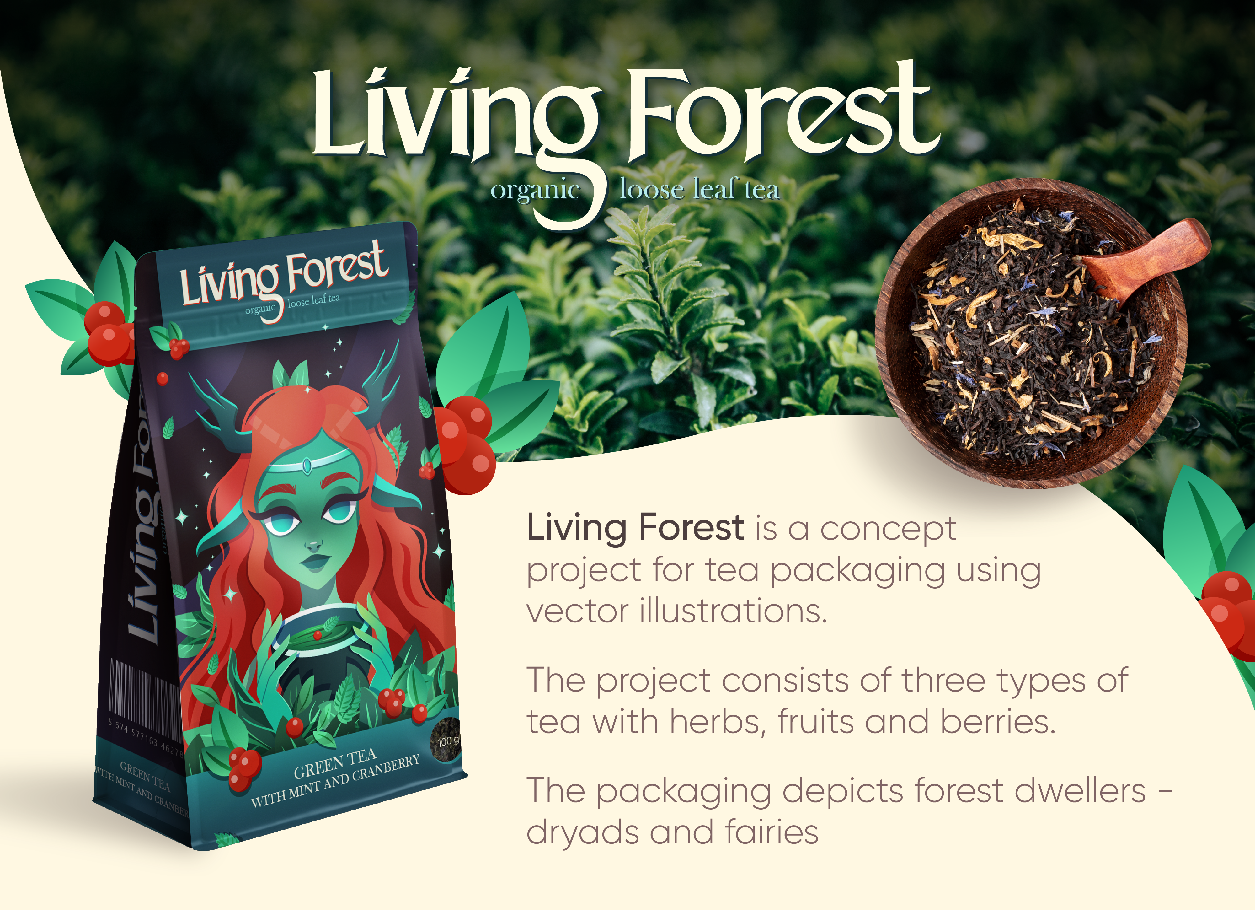 Tea Packaging Living Forest — Изображение №1 — Брендинг, Иллюстрация на Dprofile