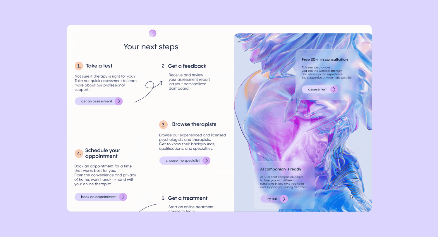 Insight - Mental Health Service — Изображение №4 — Интерфейсы, Анимация на Dprofile