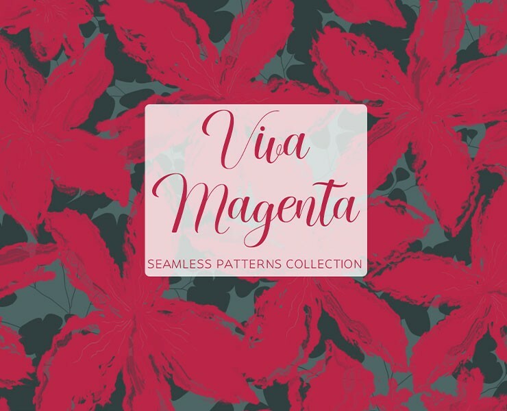 Viva Magenta Seamless Patterns Collection. — Иллюстрация на Dprofile