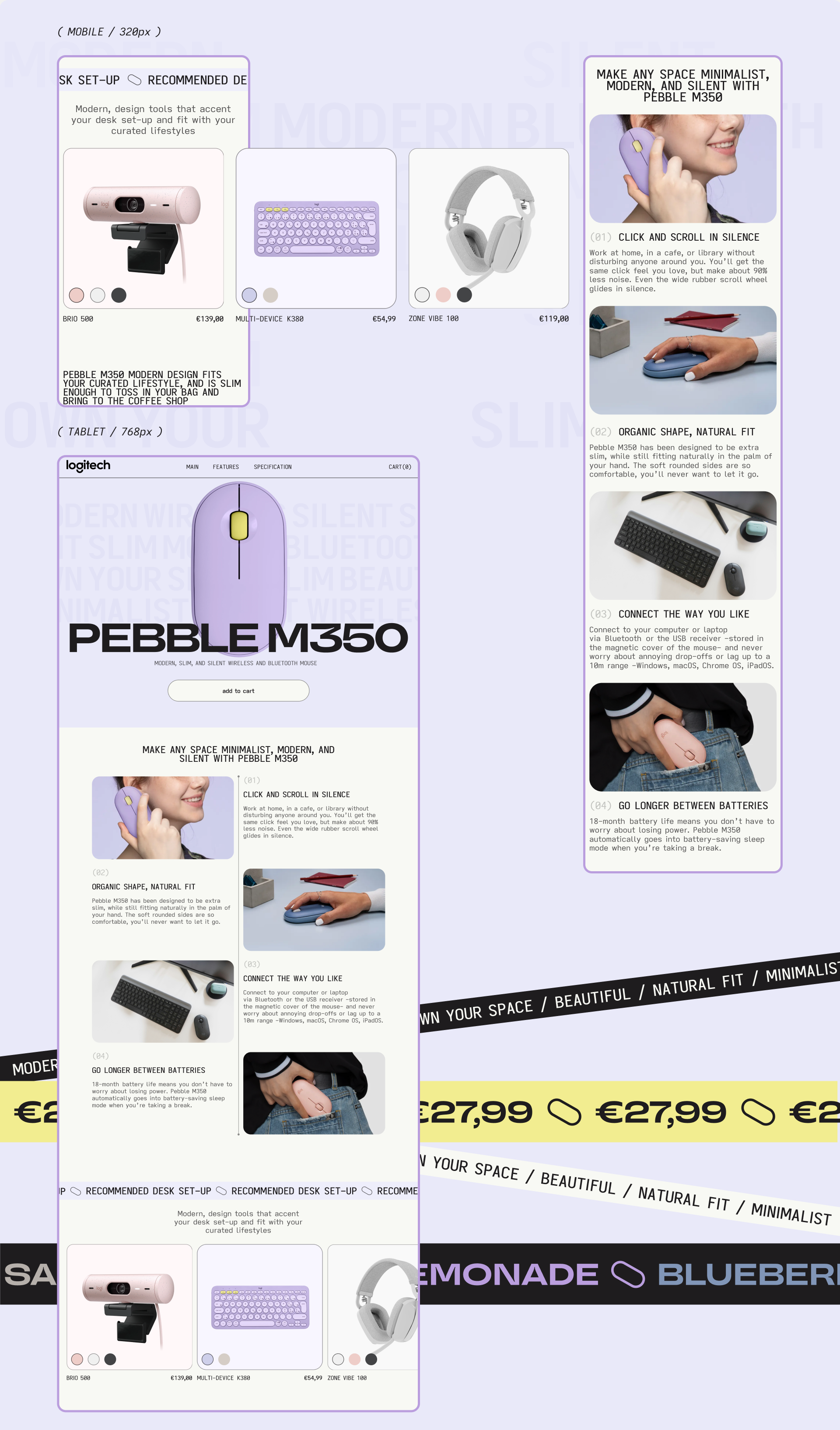 LOGITECH PEBBLE M350 / LANDING PAGE — Изображение №5 — Интерфейсы на Dprofile