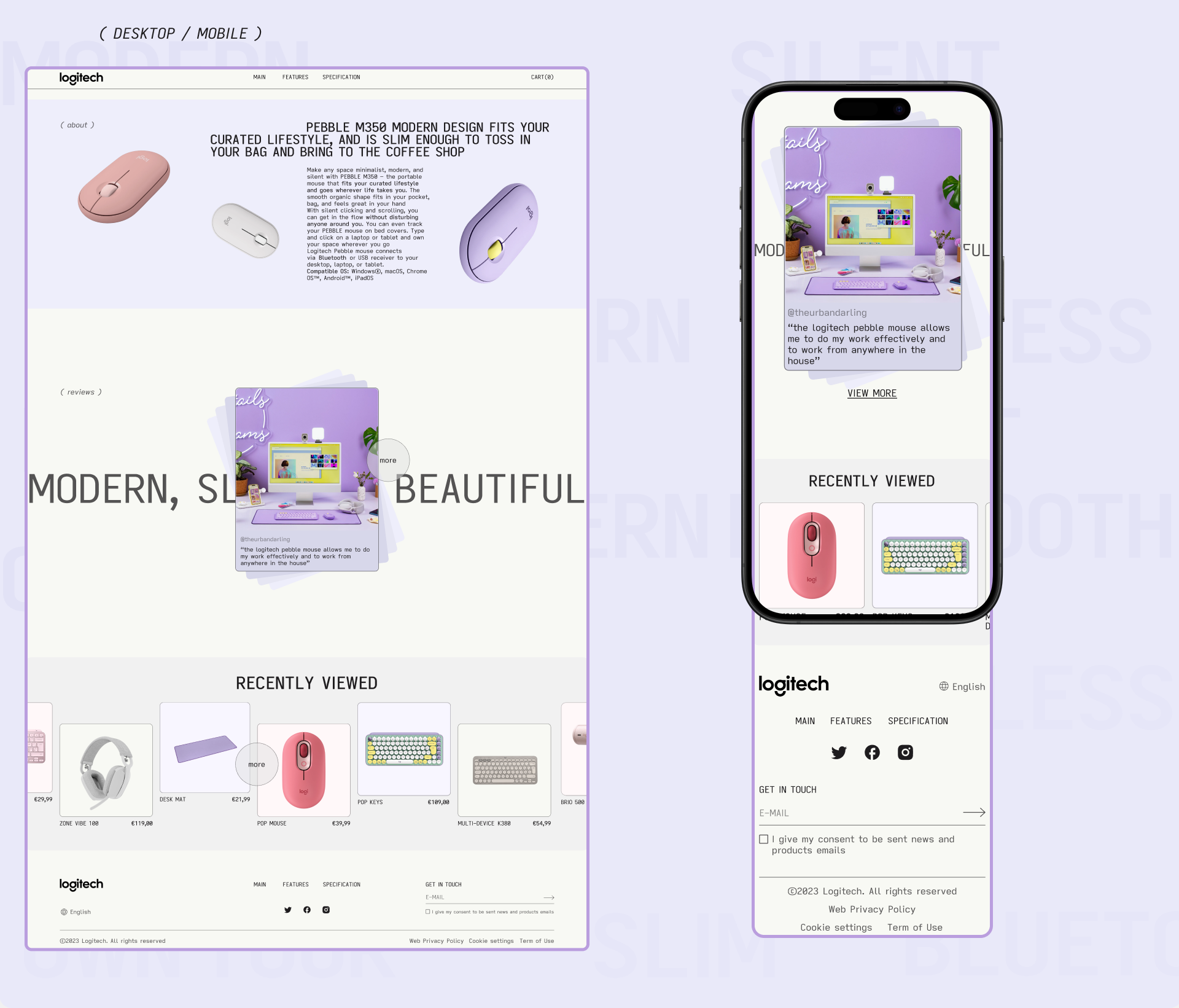 LOGITECH PEBBLE M350 / LANDING PAGE — Изображение №7 — Интерфейсы на Dprofile