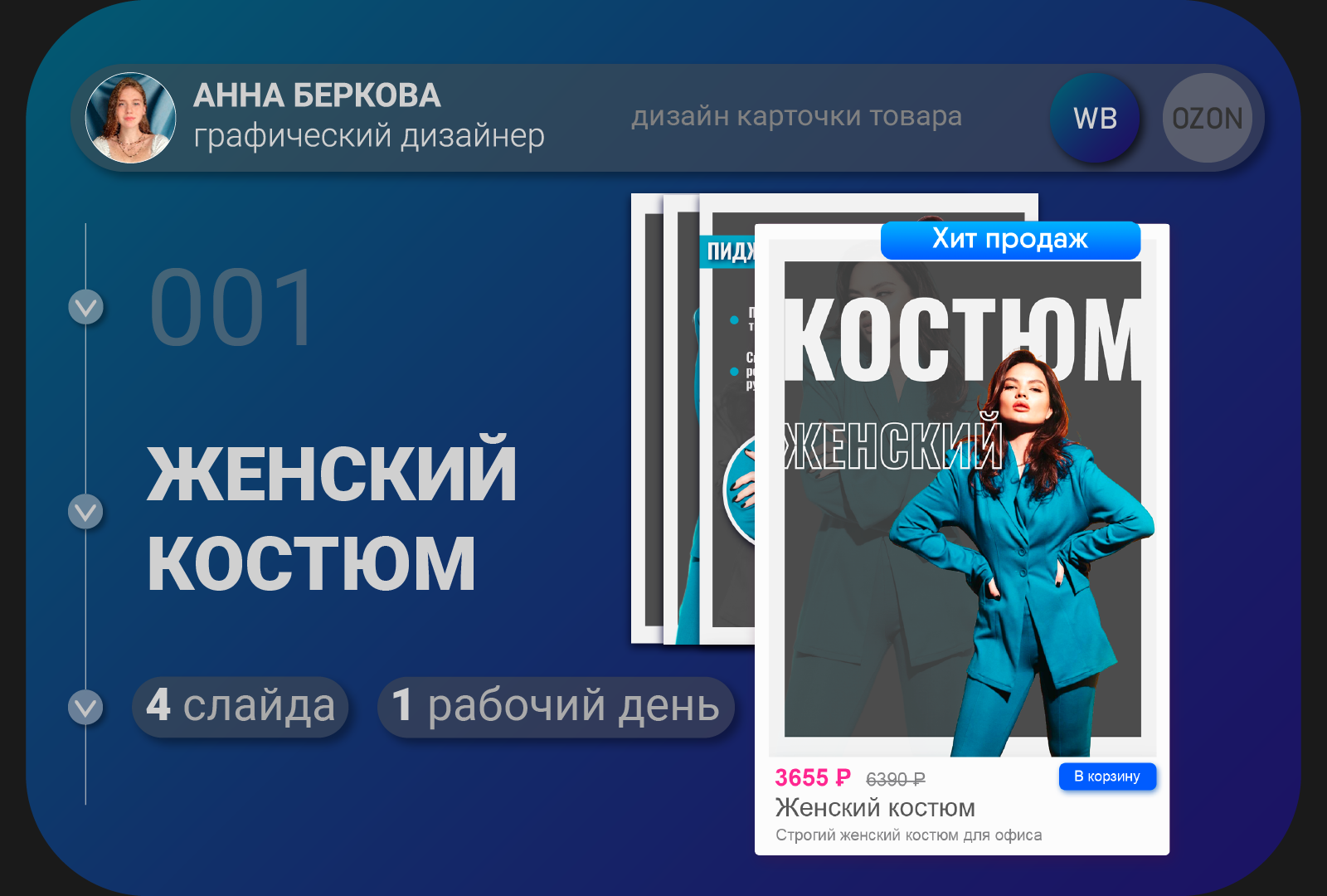 Карточка товара "Женский костюм" — Изображение №1 — Графика на Dprofile