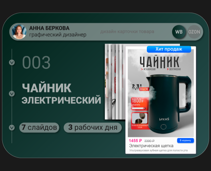 Карточка товара "Электрический чайник" — Графика на Dprofile